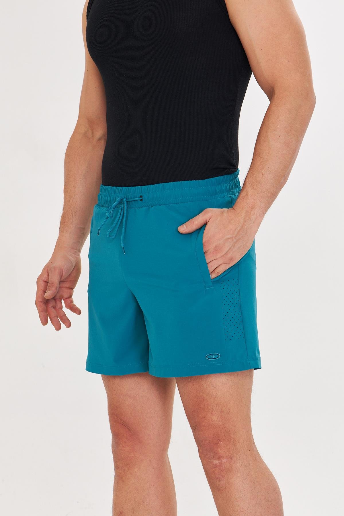 Erkek StretchFit İçi Astarlı Esnek Sporcu Şortu Petrol 2658-P