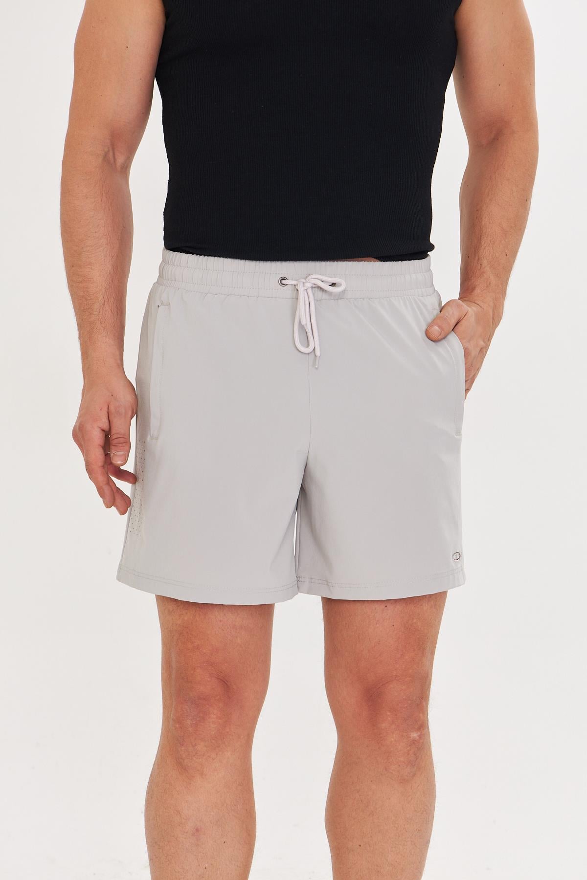 Erkek StretchFit İçi Astarlı Esnek Sporcu Şortu Taş 2658-T