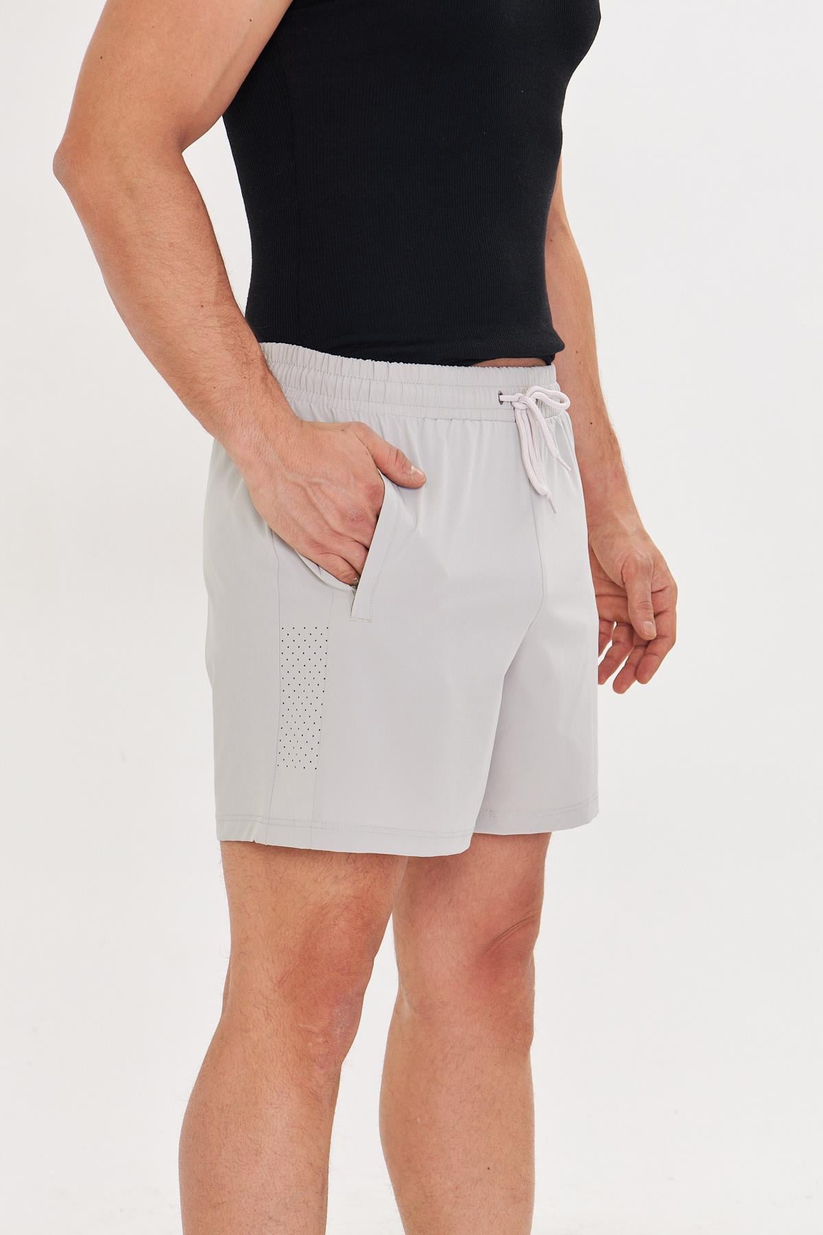 Erkek StretchFit İçi Astarlı Esnek Sporcu Şortu Taş 2658-T