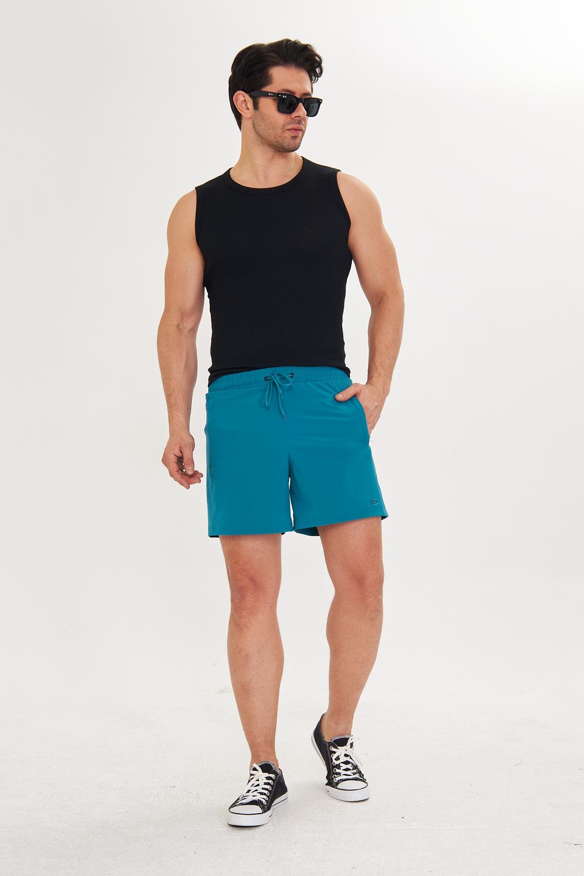 Erkek StretchFit İçi Astarlı Esnek Sporcu Şortu Petrol 2658-P