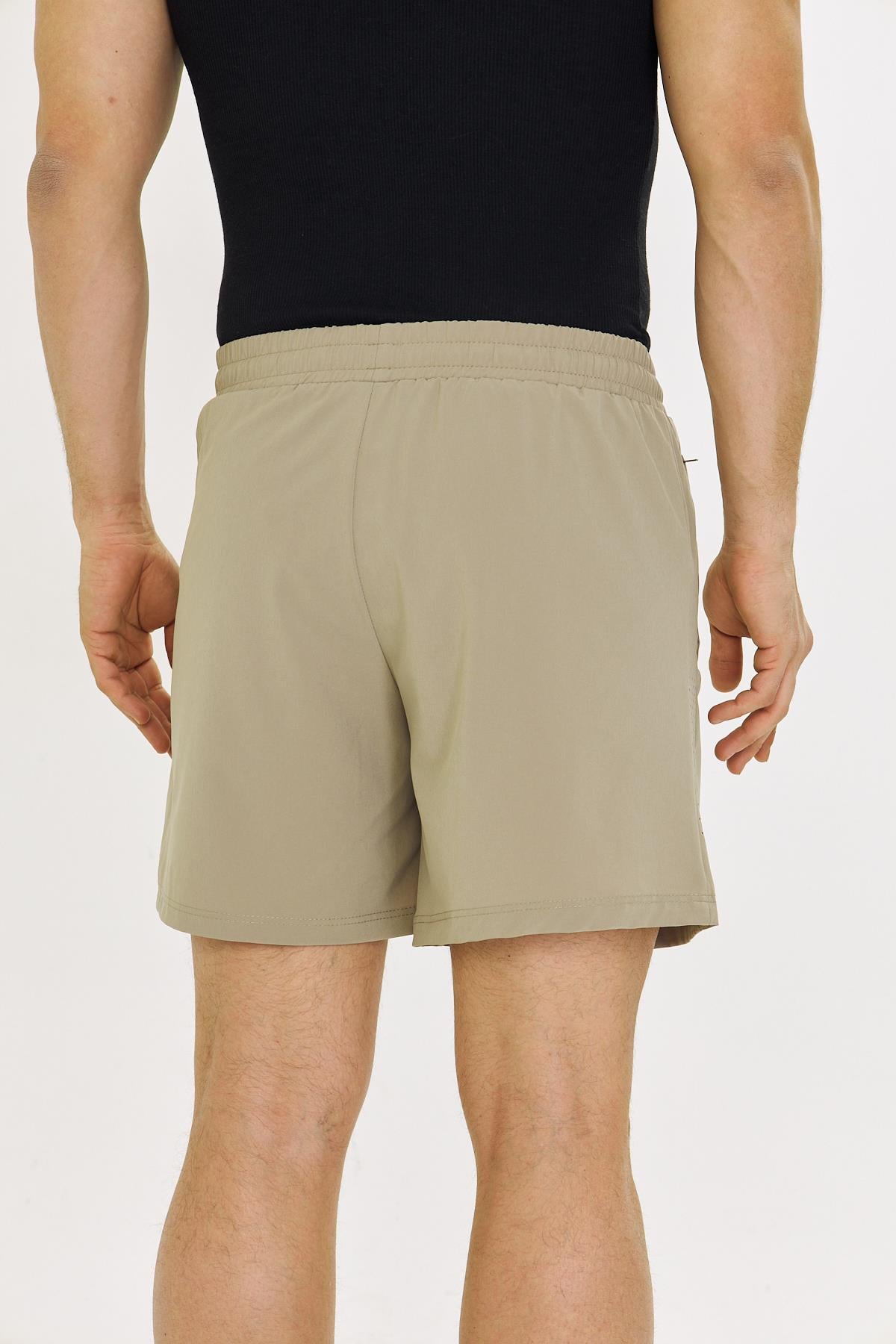 Erkek StretchFit İçi Astarlı Esnek Sporcu Şortu Bej 2658-B