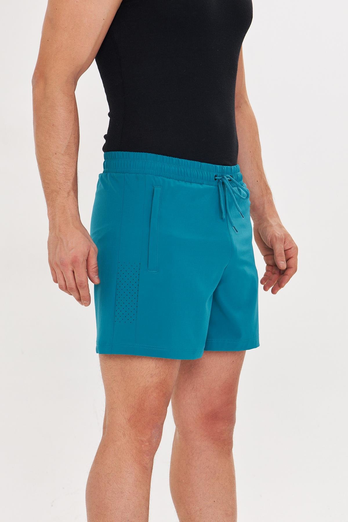 Erkek StretchFit İçi Astarlı Esnek Sporcu Şortu Petrol 2658-P