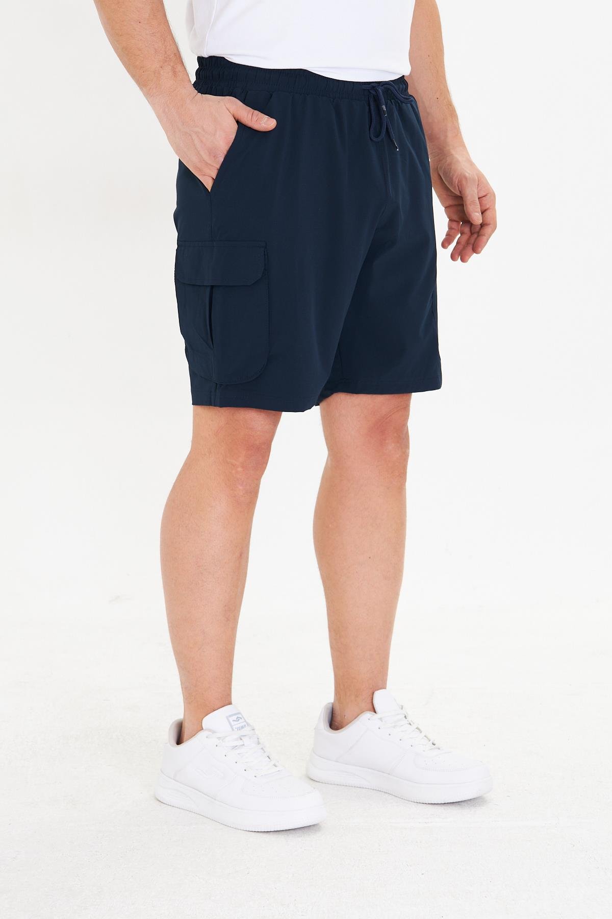 Erkek StretchFit Kargo Cepli Esnek Şort Lacivert 6040-L