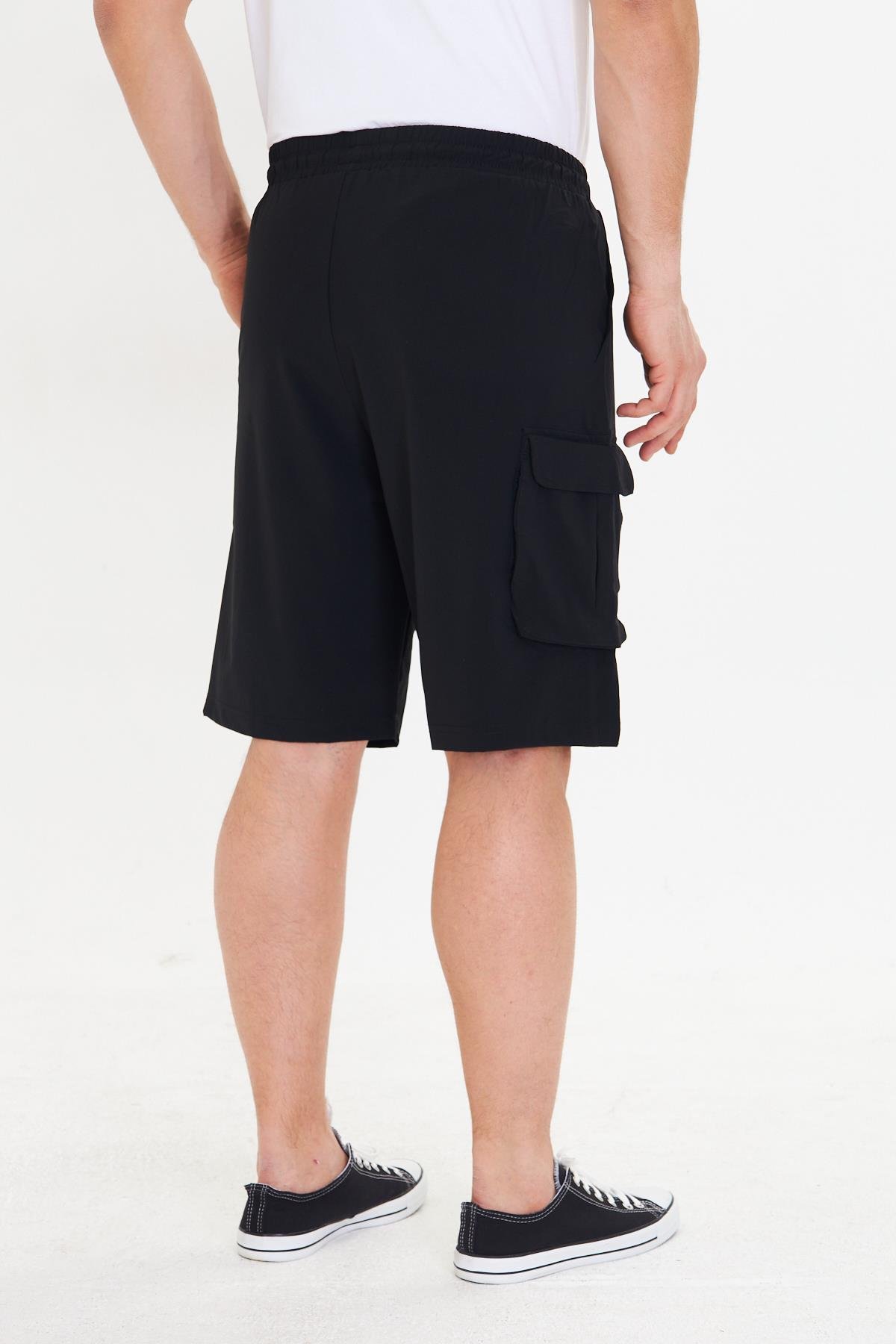 Erkek StretchFit Kargo Cepli Esnek Şort Siyah 6040-S