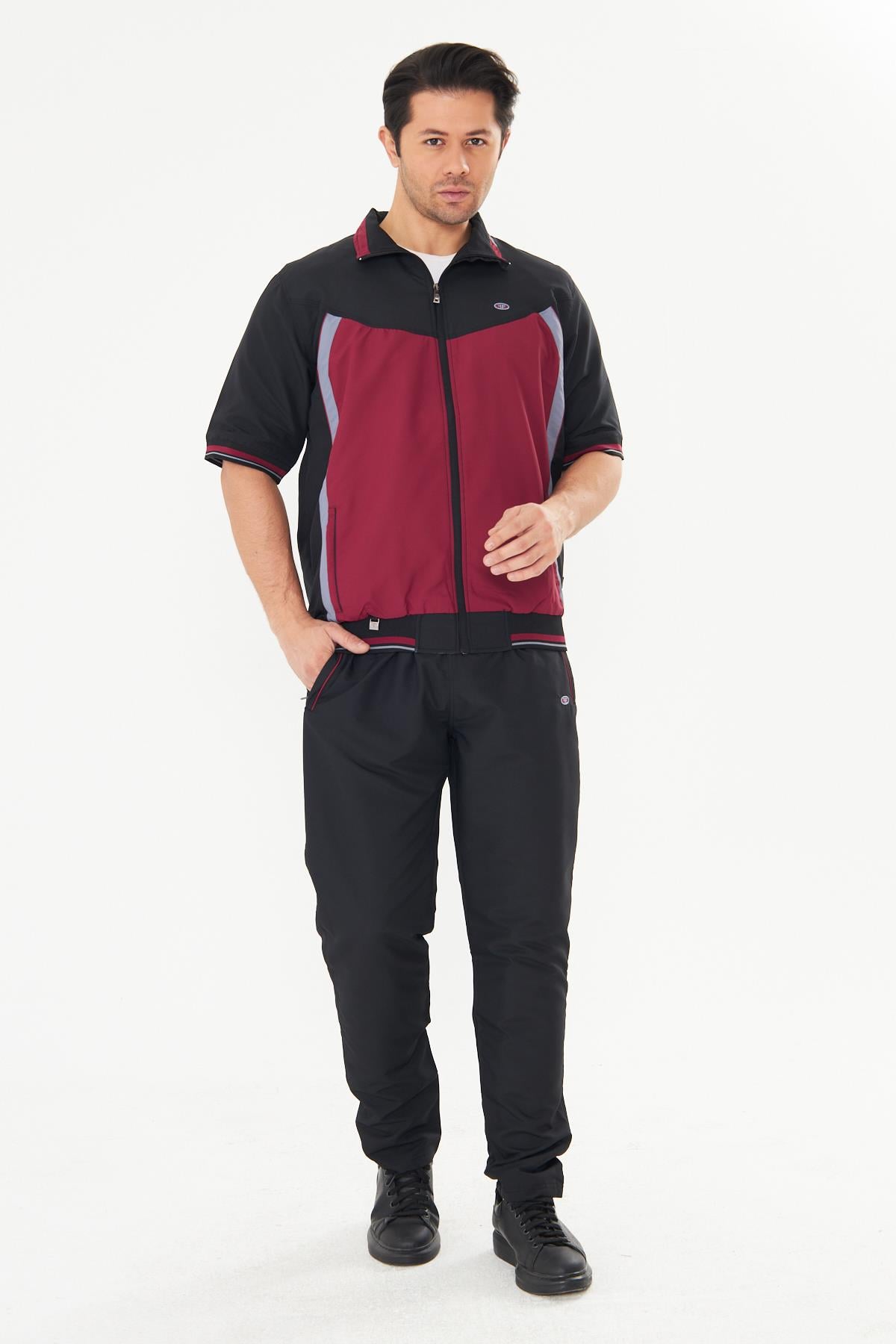 Erkek Micropoly Kumaş Kısa Kollu Eşofman Takımı Bordo 919-B