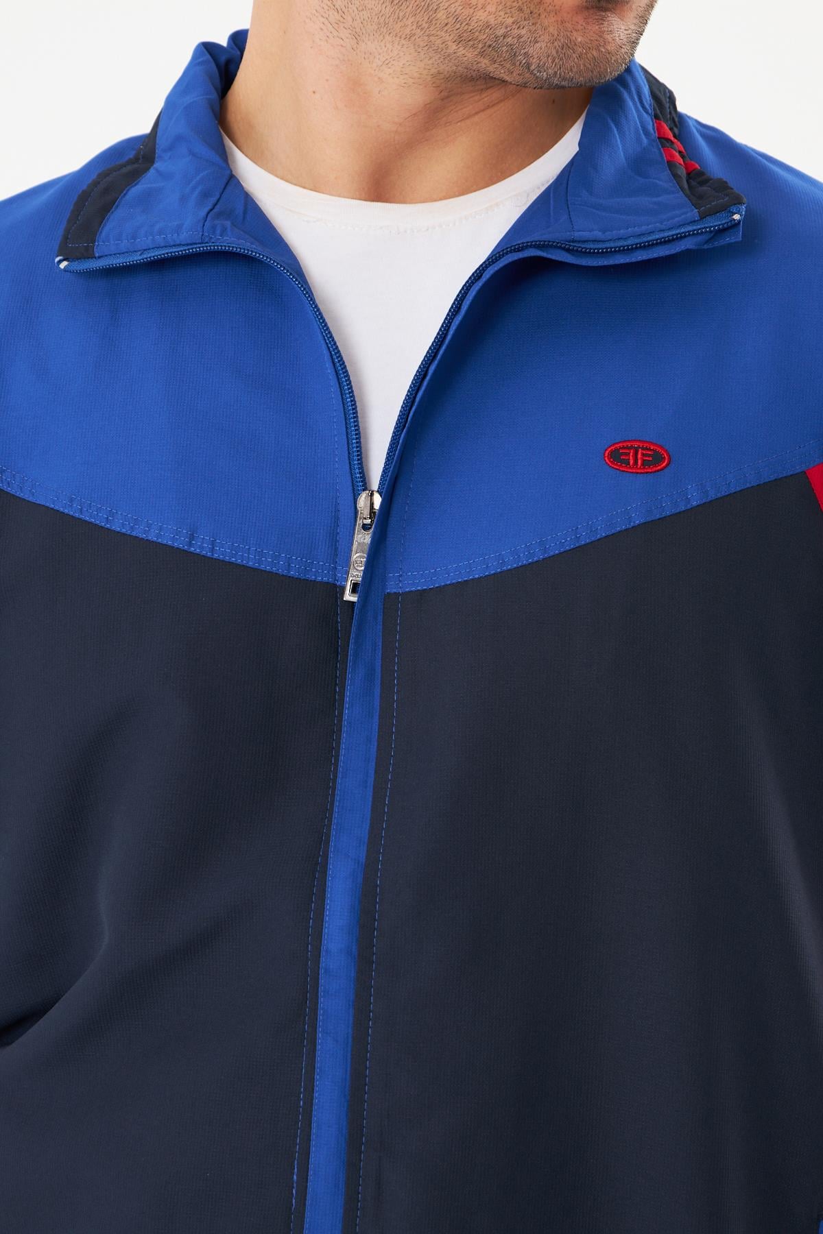 Erkek Micropoly Kumaş Kısa Kollu Eşofman Takımı Saks 919-Sa