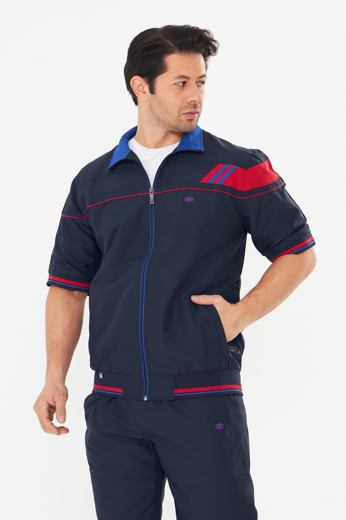 Erkek Micropoly Kumaş Kısa Kollu Eşofman Takımı Lacivert 921-L