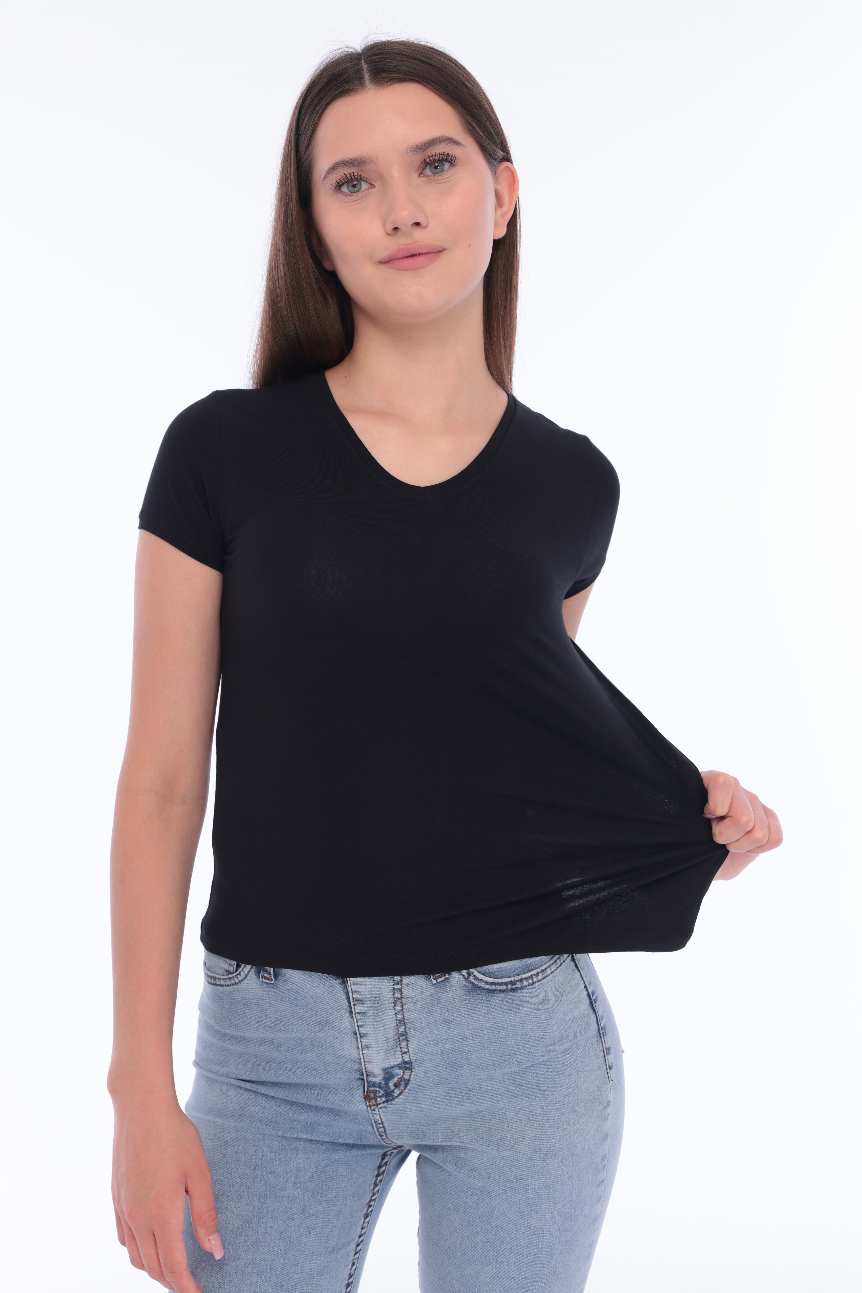Fantasy Pamuklu Kadın Basic T-Shirt Siyah-5013-S