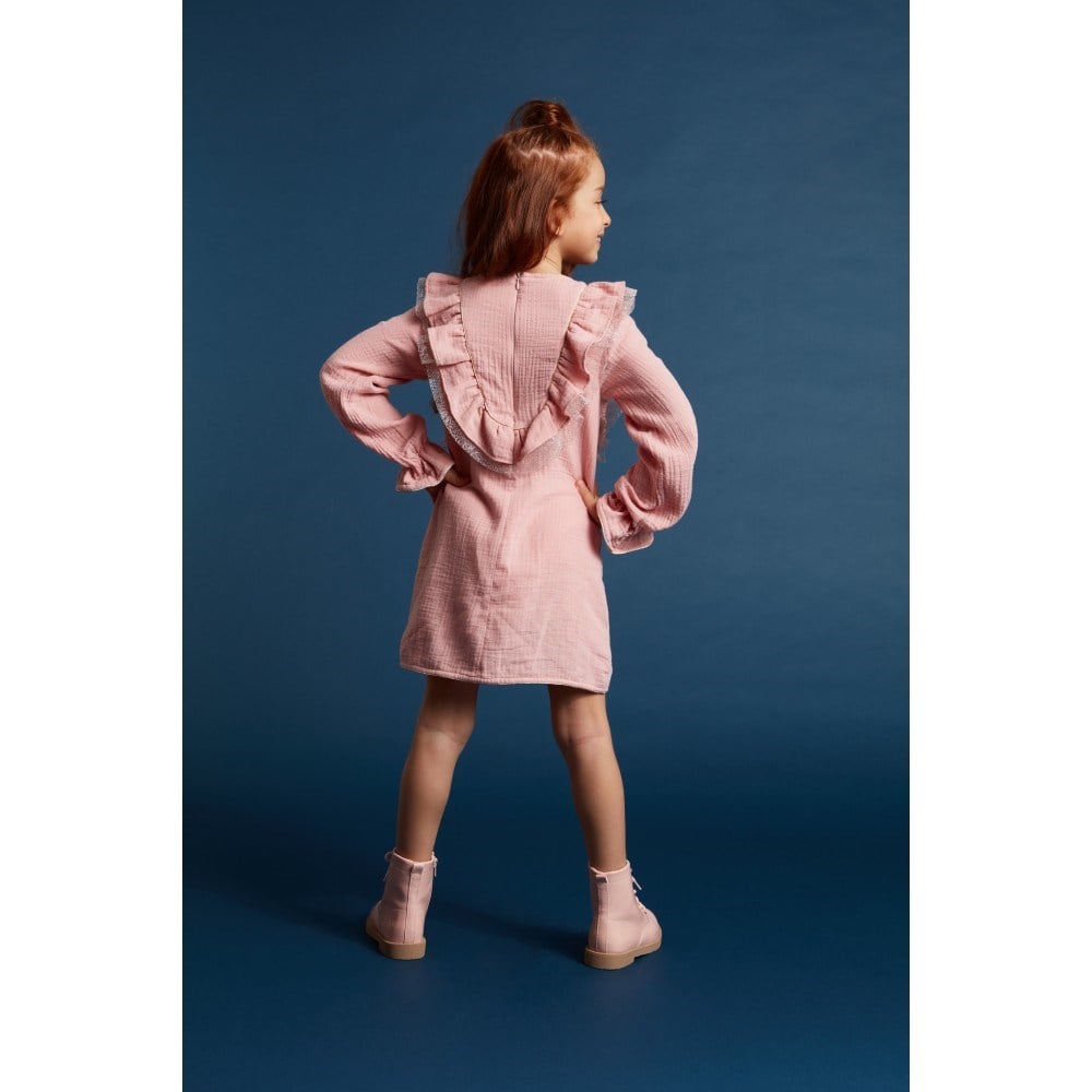 BESTELLA RUBY PEMBE KIZ ELBİSE