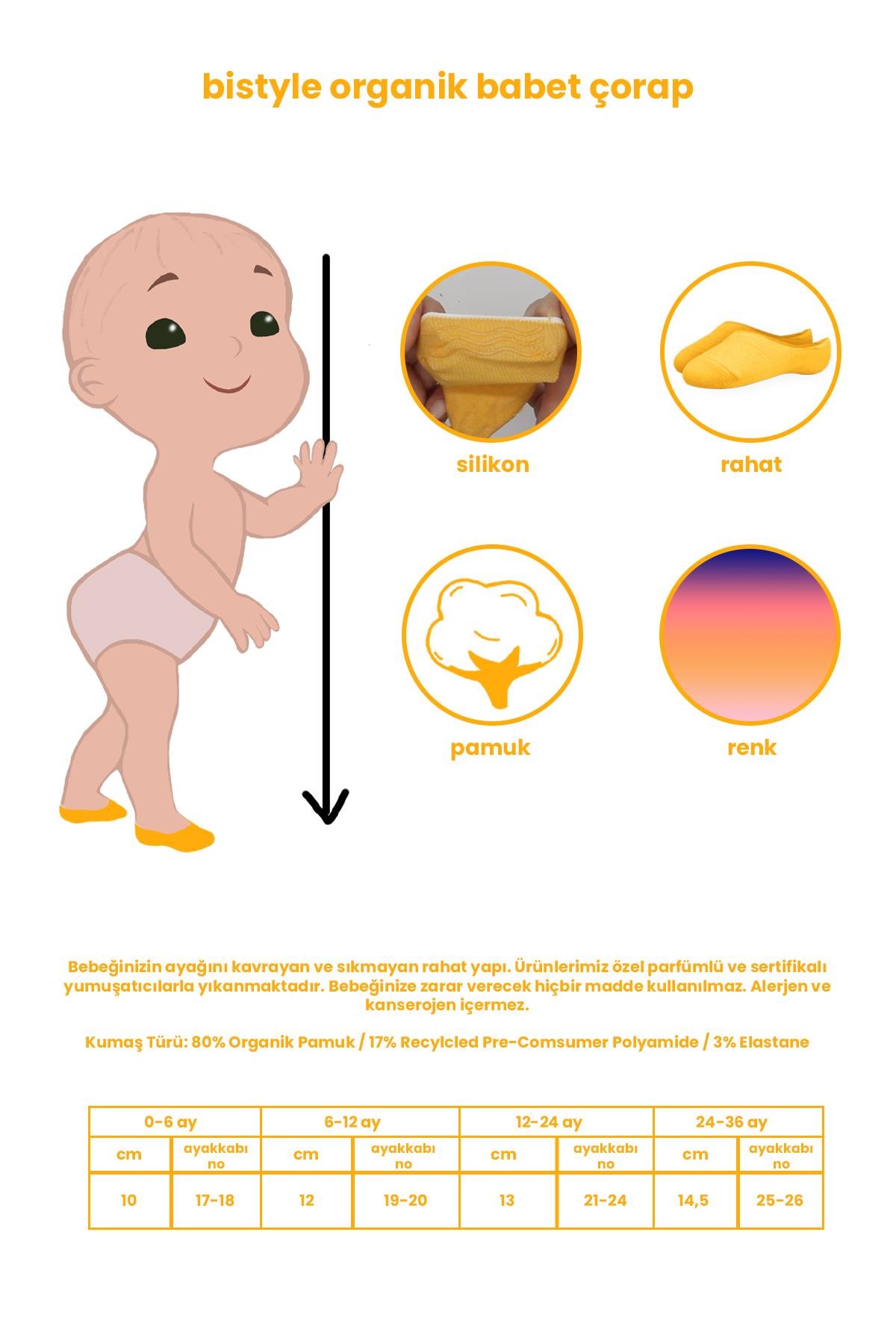 Bistil Bistyle Kız Erkek Bebek Silikonlu Basic Babet Çorap RenkliÇORAPBistilBistil Bistyle Kız Erkek Bebek Silikonlu Organik Basic Babet Çorap