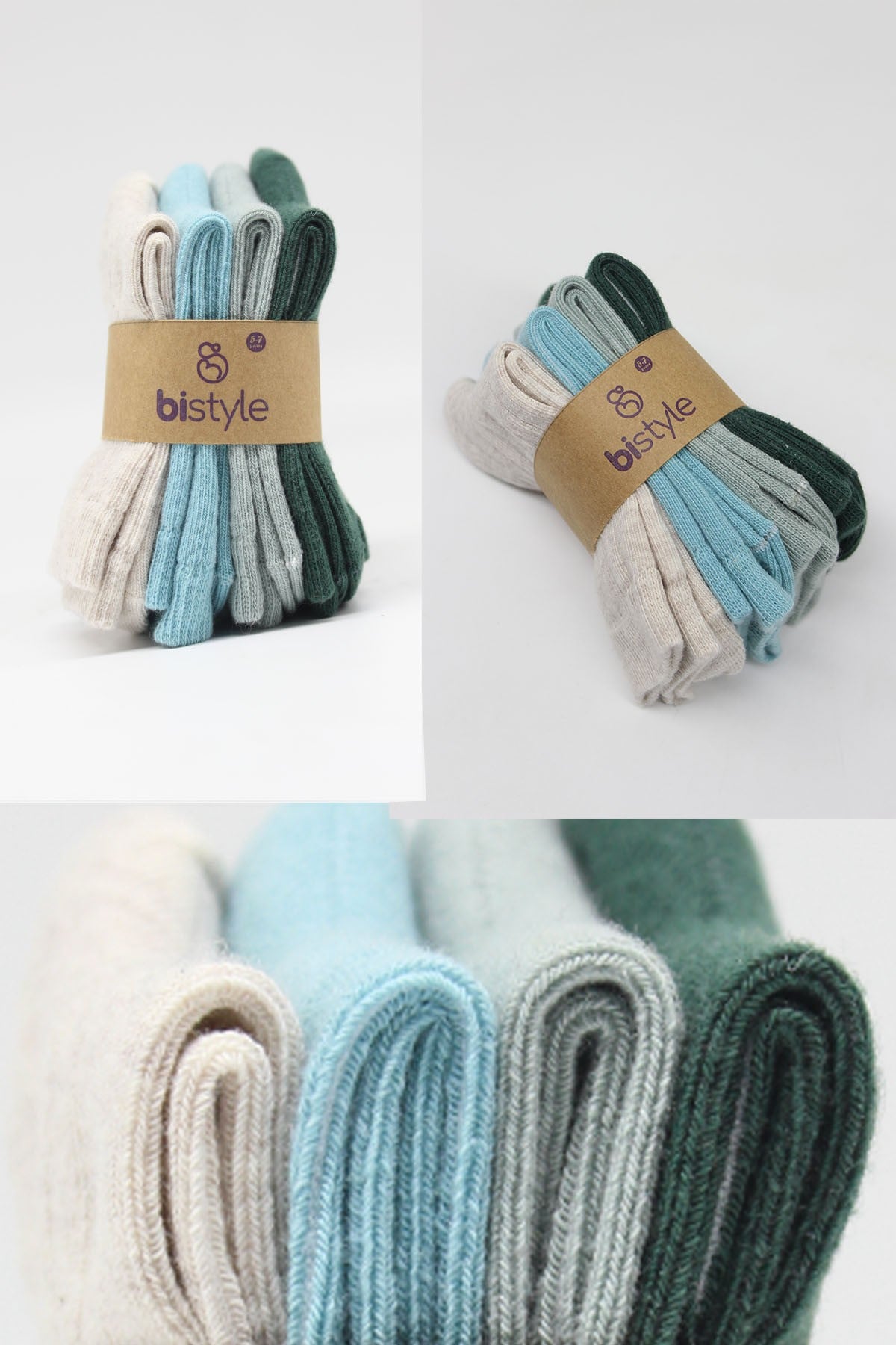 Bistil Bistyle Organik Kız Erkek Bebek Çocuk Basic Uzun Soket ÇorapSoket ÇorapBistyleBistyle 4 Çift Organik Pamuk Bebek Çorap Penye Soket Kız Erkek Çocuk (Yeşil)