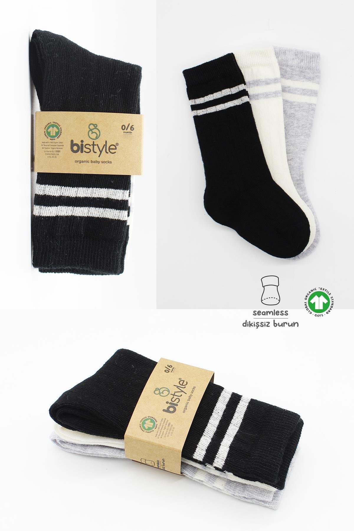 Bistil Bistyle Organik Kız Erkek Bebek Çocuk Derby 3lü Dizaltı ÇorapDizaltı ÇorapBisyleBistil Kız Erkek Bebek Çocuk 3lü Penye Dizaltı Derby Çorap Siyah Çizgili