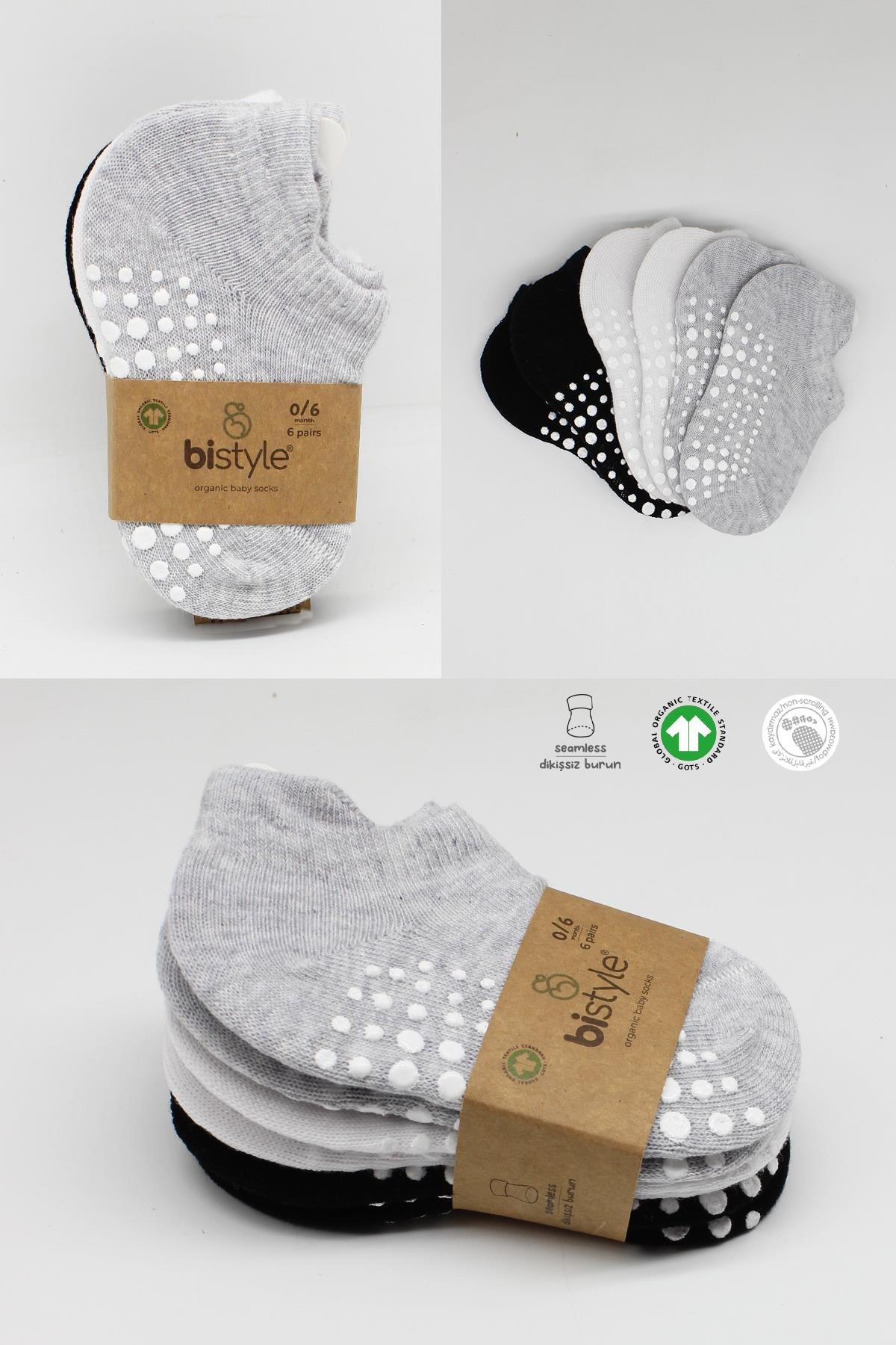 BistilBistil Bistyle Kız Erkek Bebek Organik Dikişsiz Kaymaz Sneakers Çorap