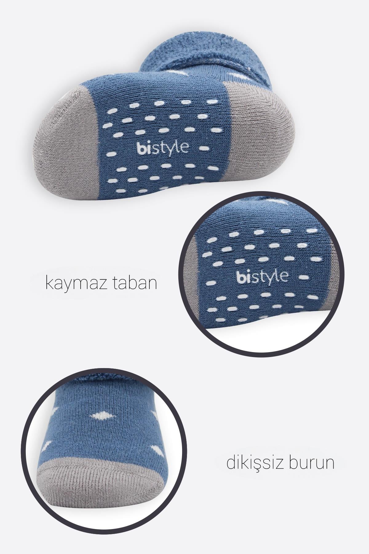 ÇORAPbistilBistil Bistyle Organik Dikişsiz 2li Puanlı Kaymaz Havlu Soket Bebek Çorap