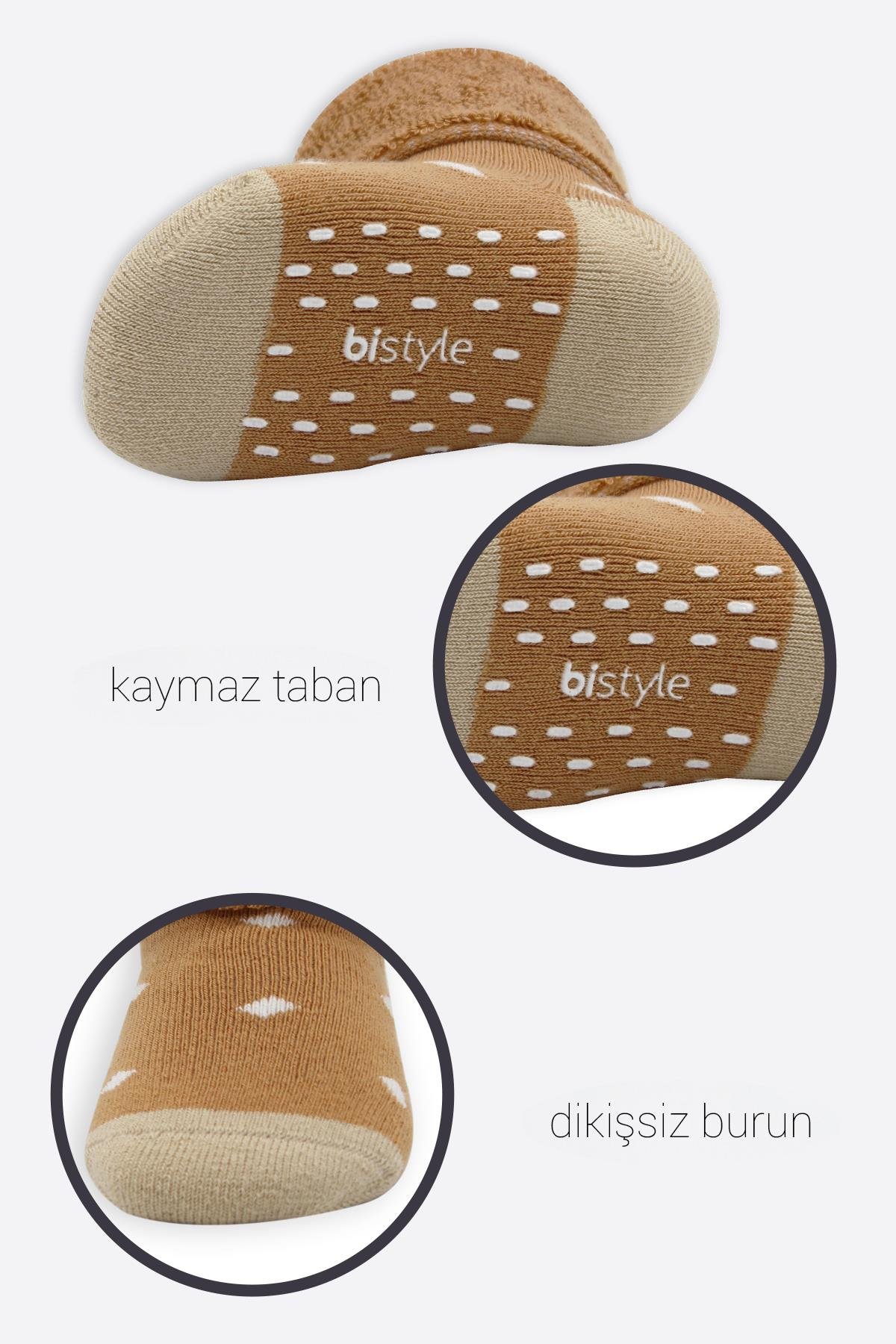 ÇORAPbistilBistil Bistyle Organik Dikişsiz 2li Puanlı Kaymaz Havlu Soket Bebek Çorap