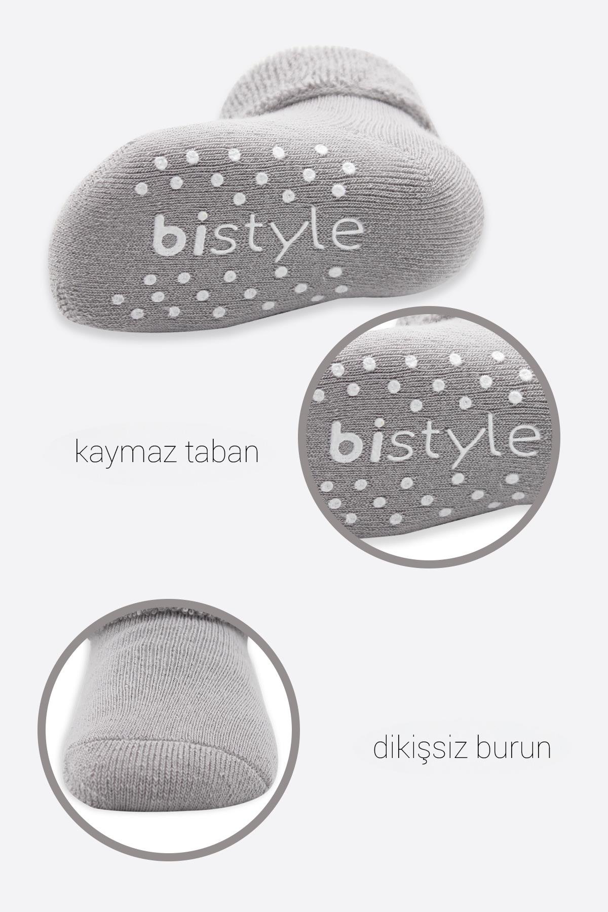 ÇORAPbistilBistil Bistyle Organik Dikişsiz 2li Çemberli Kaymaz Havlu Soket Bebek Çorap