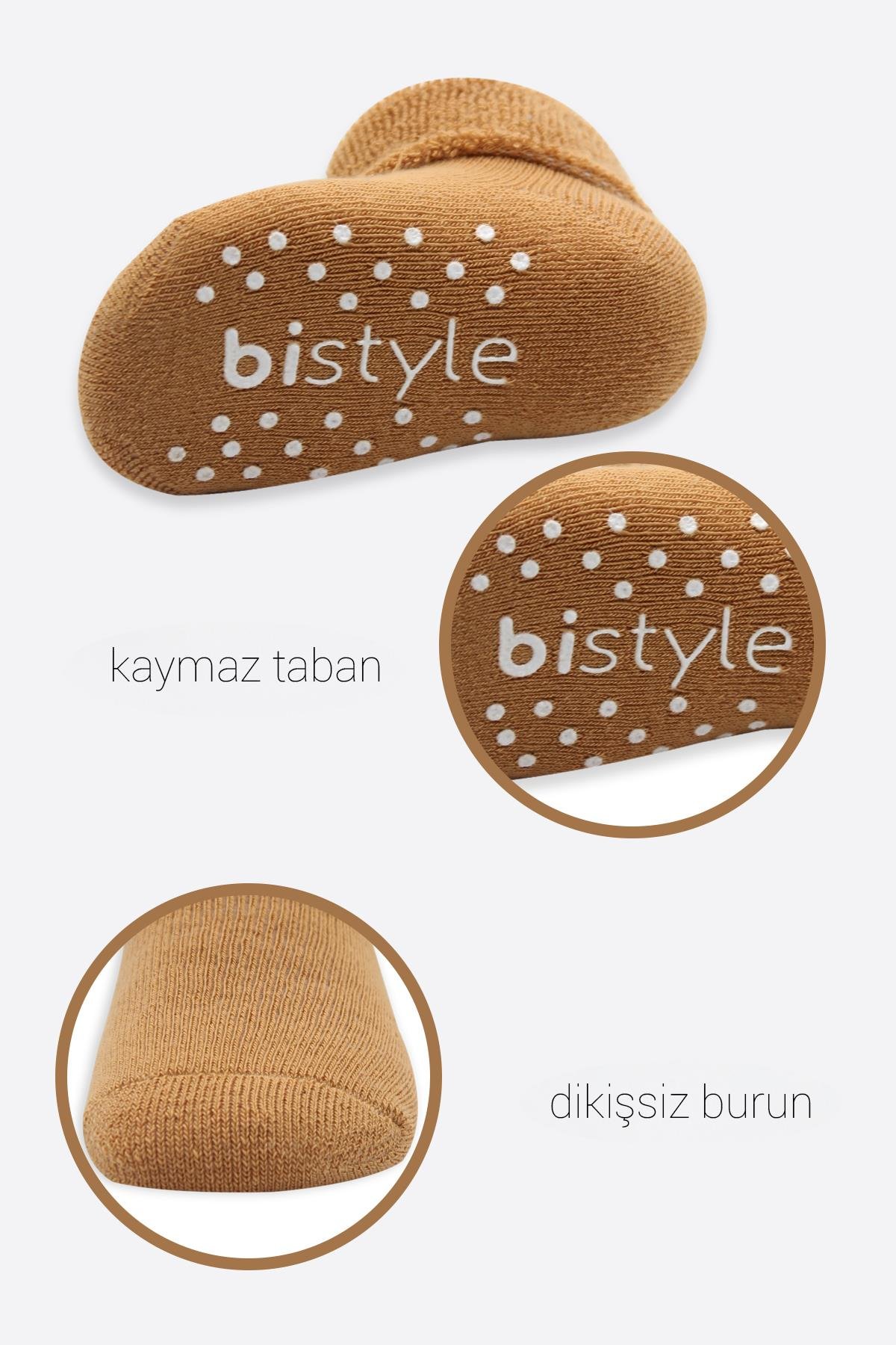 ÇORAPbistilBistil Bistyle Organik Dikişsiz 2li Çemberli Kaymaz Havlu Soket Bebek Çorap