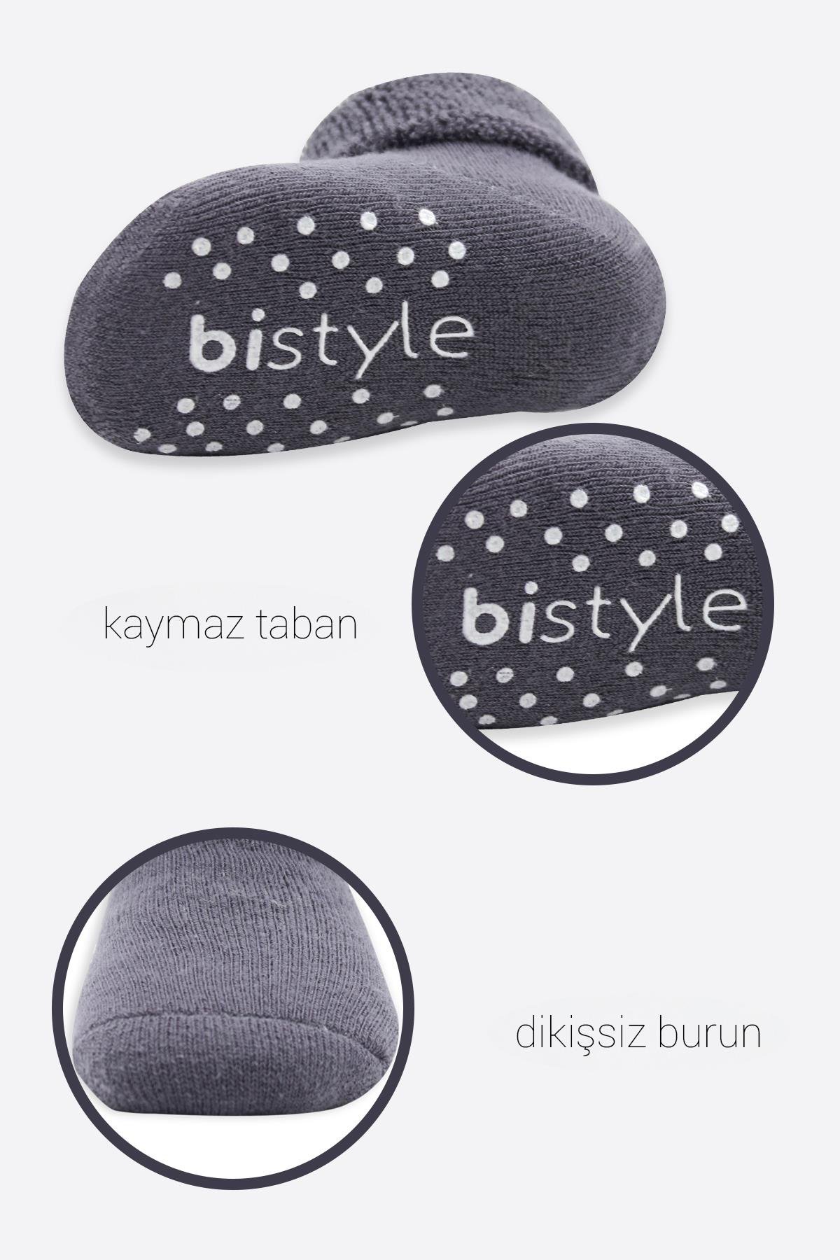 ÇORAPbistilBistil Bistyle Organik Dikişsiz 2li Çemberli Kaymaz Havlu Soket Bebek Çorap