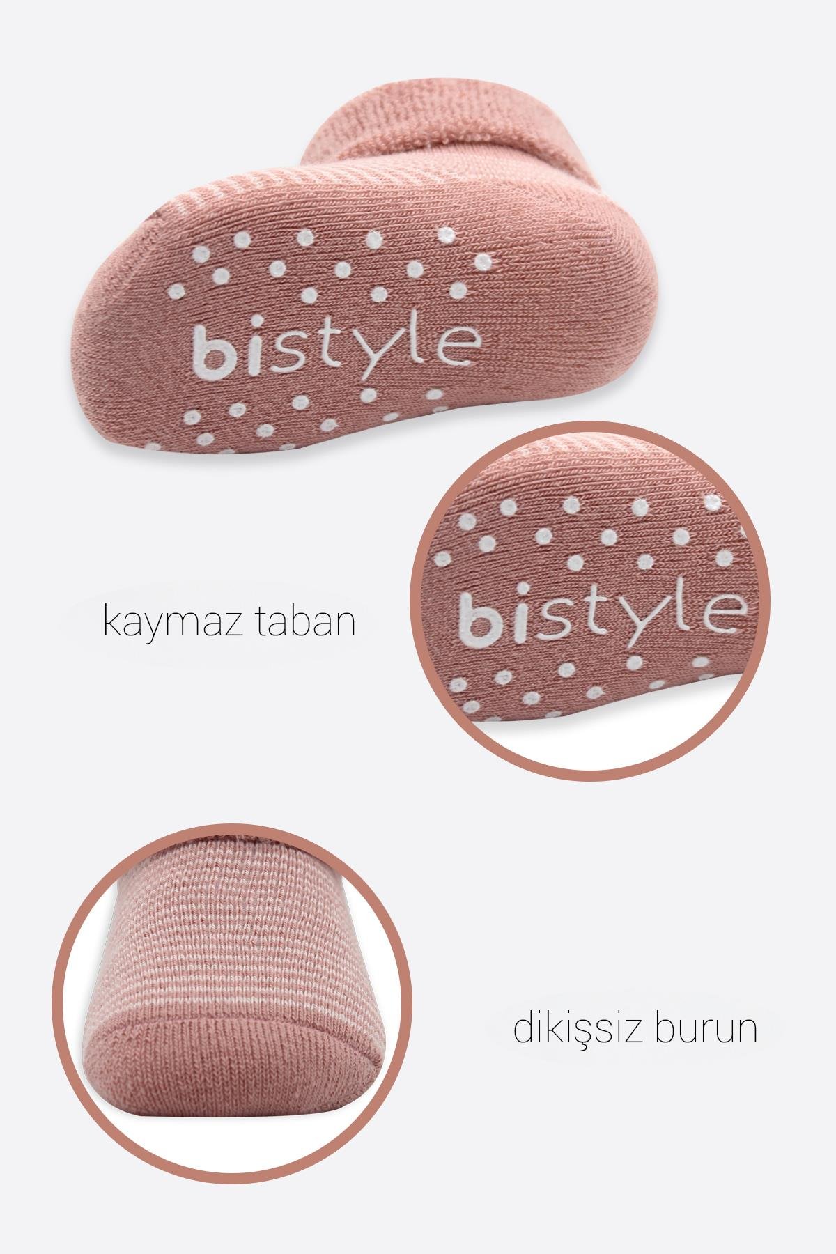 ÇORAPbistilBistil Bistyle Organik Dikişsiz 2li Çemberli Kaymaz Havlu Soket Bebek Çorap