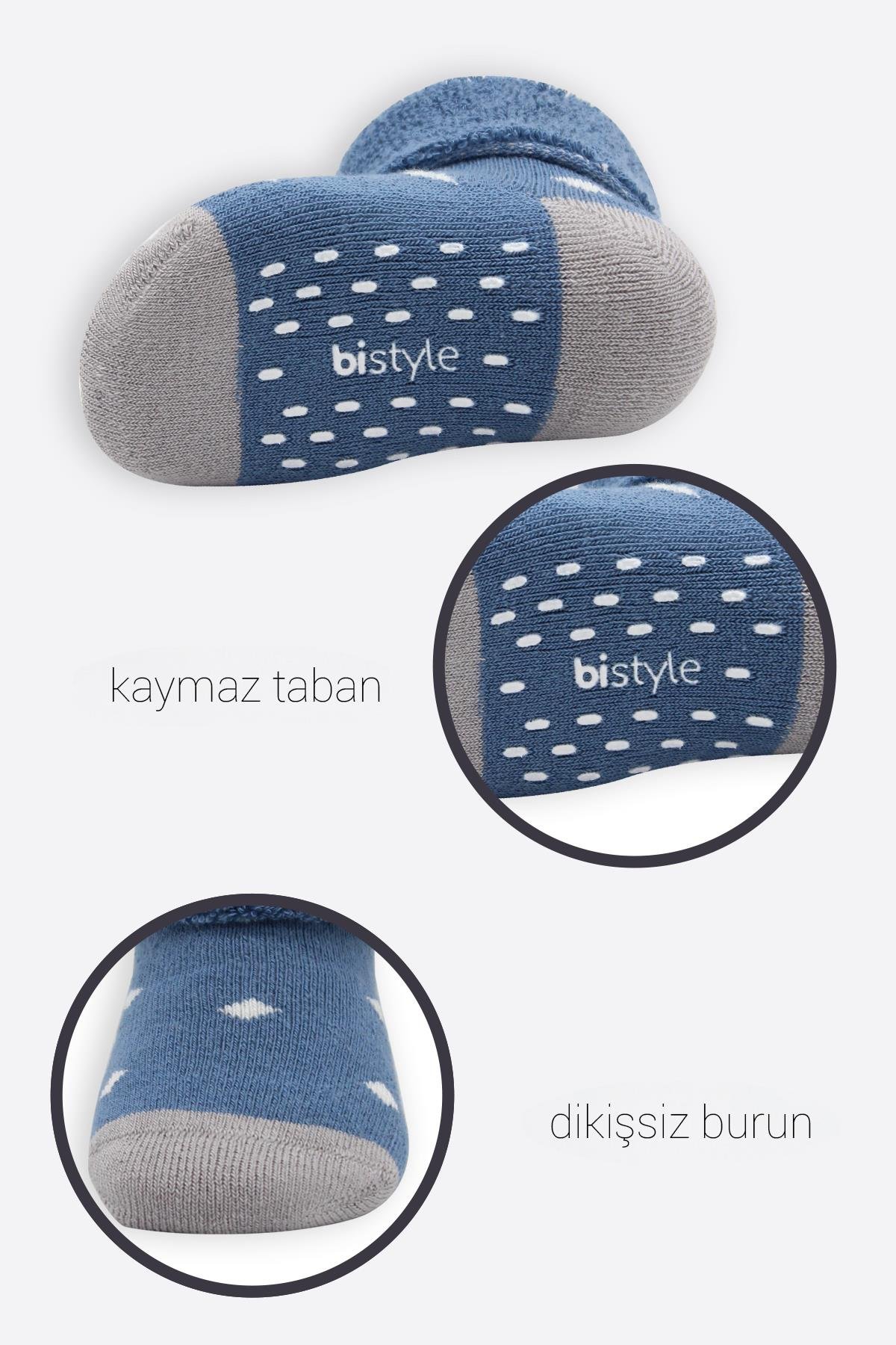 ÇORAPbistilBistil Bistyle Organik Dikişsiz 2li Puanlı Kaymaz Havlu Soket Bebek Çorap