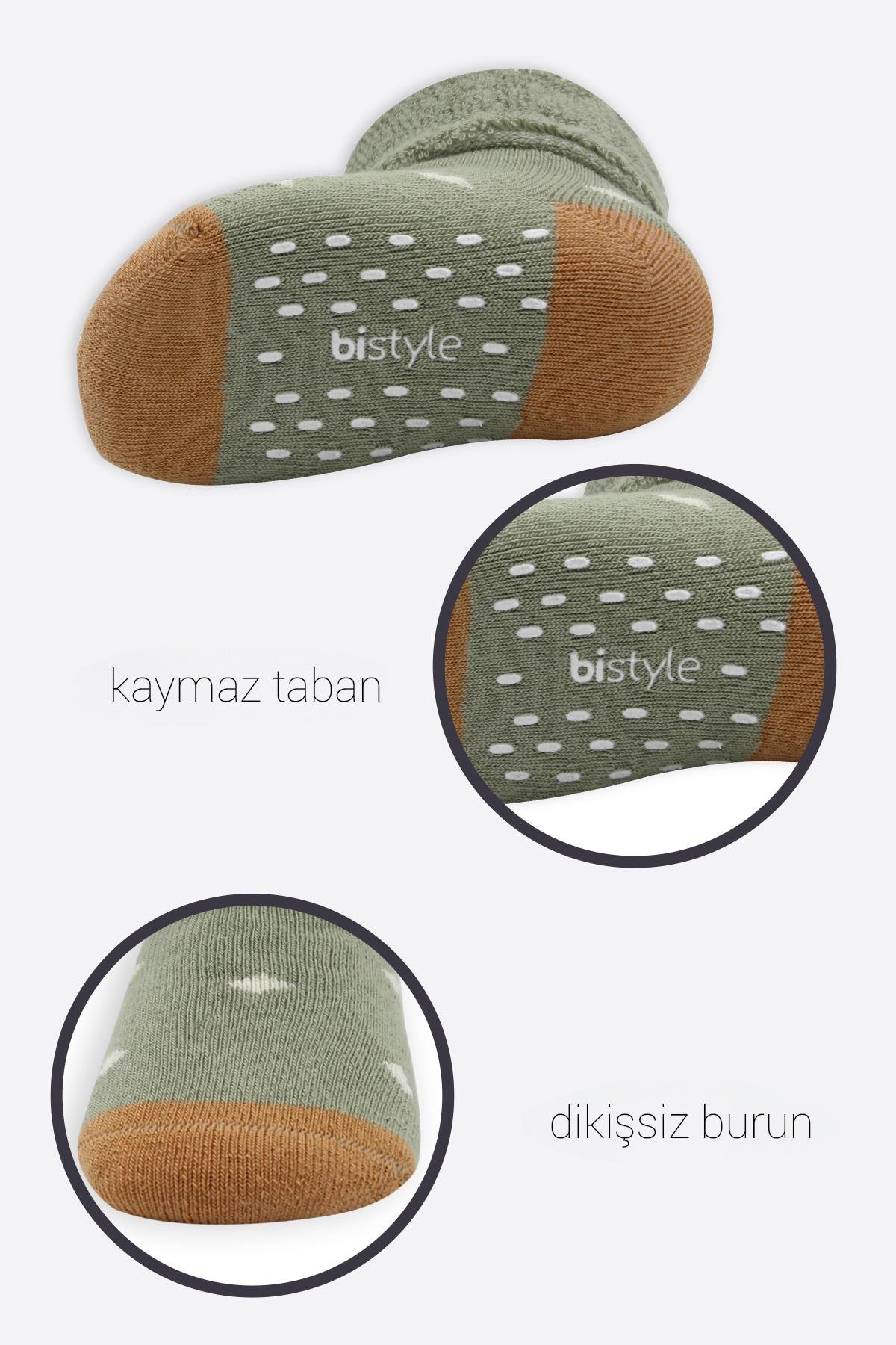 ÇORAPbistilBistil Bistyle Organik Dikişsiz 2li Puanlı Kaymaz Havlu Soket Bebek Çorap