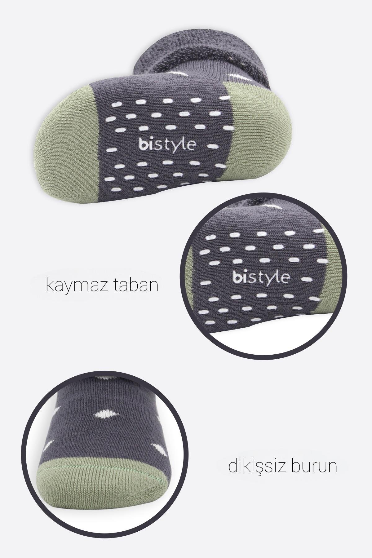 ÇORAPbistilBistil Bistyle Organik Dikişsiz 2li Puanlı Kaymaz Havlu Soket Bebek Çorap