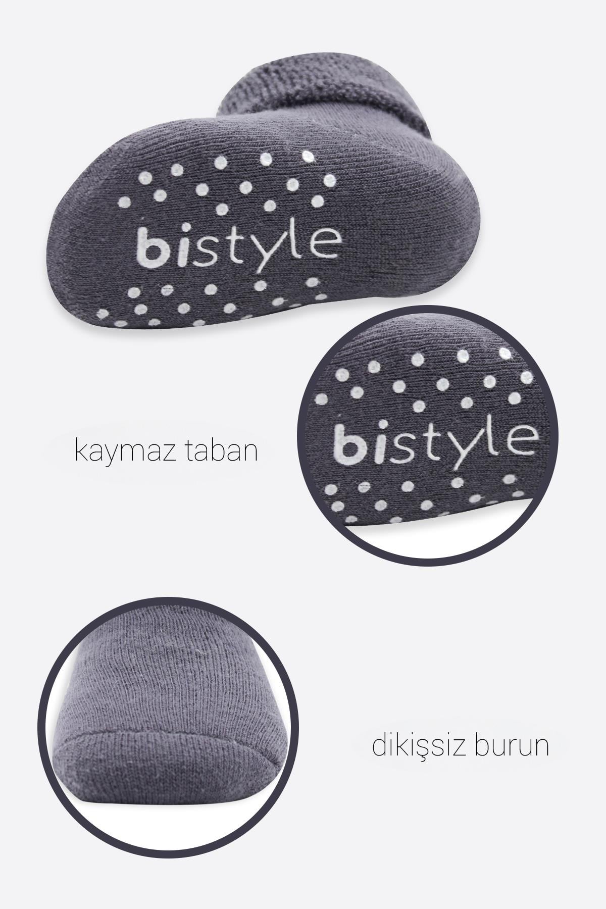 ÇORAPbistilBistil Bistyle Organik Dikişsiz 2li Çemberli Kaymaz Havlu Soket Bebek Çorap
