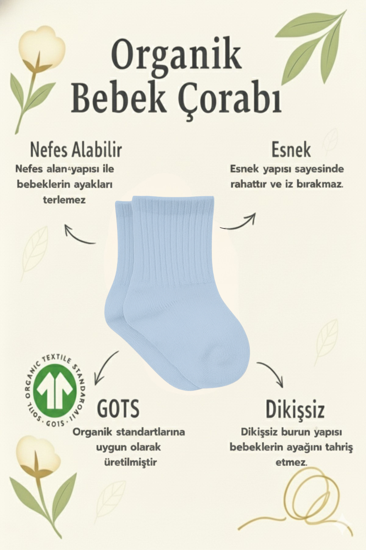 Bistyle 6 Çift Organik Pamuk Bebek Çorap / Dikişsiz Penye Soket / Yenidoğan Kız Erkek Çocuk ÇorapSoket ÇorapBistyleBistyle 6 Çift Organik Pamuk Bebek Çorap / Dikişsiz Penye Soket / Yenidoğan Kız Erkek Çocuk Çorap (Mavi Ekru Gri)