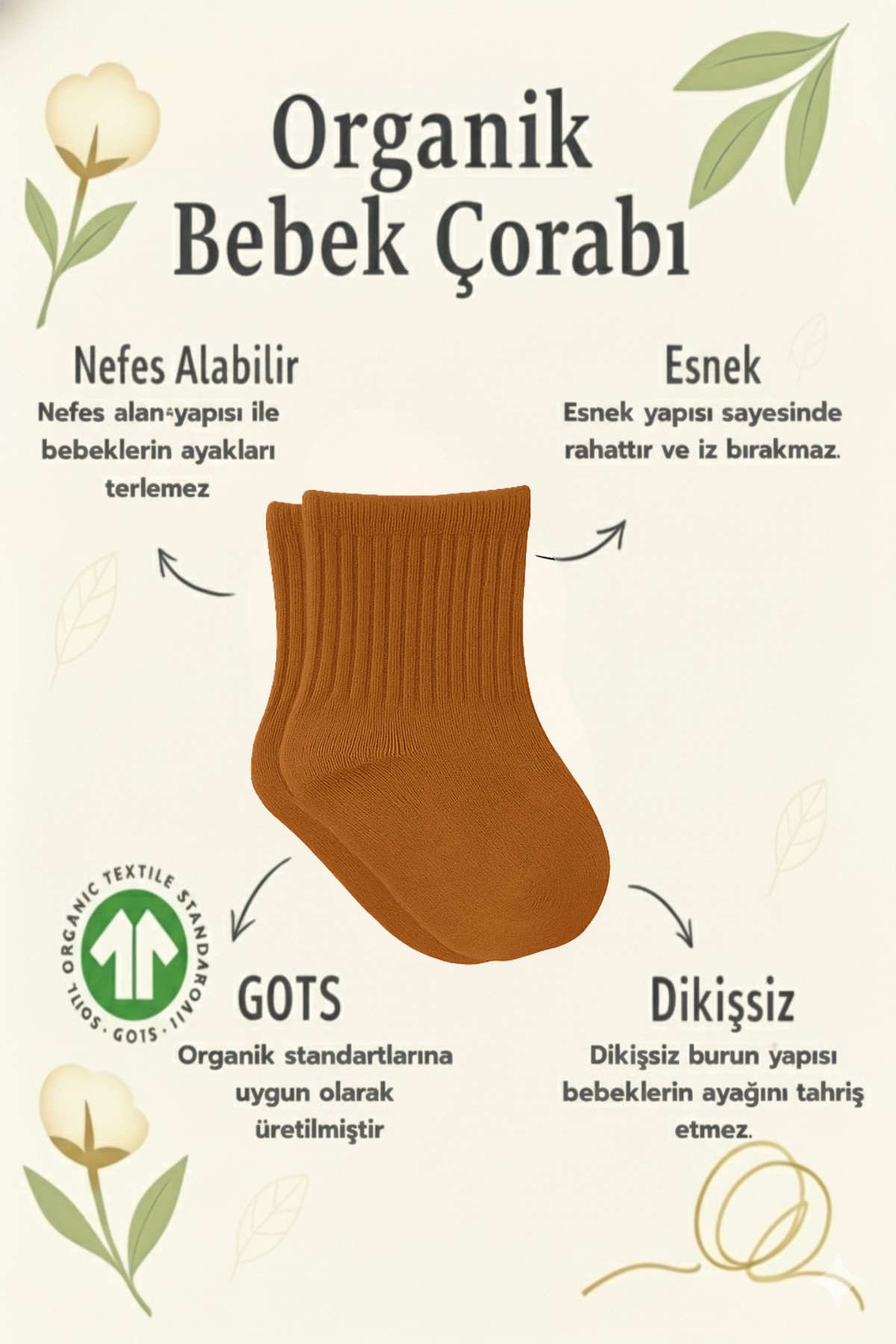 Bistyle 6 Çift Organik Pamuk Bebek Çorap / Dikişsiz Penye Soket / Yenidoğan Kız Erkek Çocuk ÇorapSoket ÇorapBistyleBistyle 6 Çift Organik Pamuk Bebek Çorap / Dikişsiz Penye Soket / Yenidoğan Kız Erkek Çocuk Çorap (Toprak)