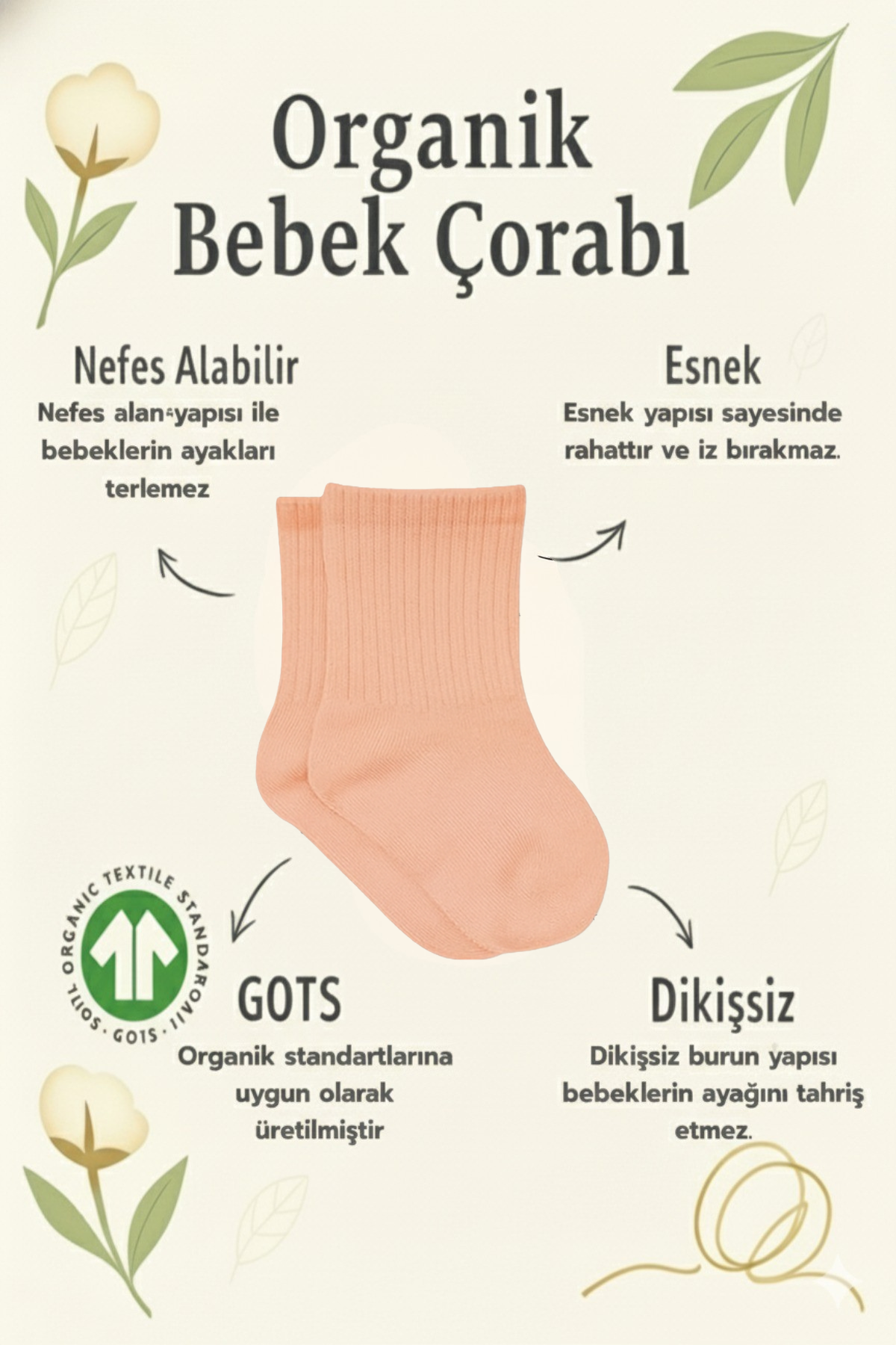 Bistyle 6 Çift Organik Pamuk Bebek Çorap / Dikişsiz Penye Soket / Yenidoğan Kız Erkek Çocuk ÇorapSoket ÇorapBistyleBistyle 6 Çift Organik Pamuk Bebek Çorap / Dikişsiz Penye Soket / Yenidoğan Kız Erkek Çocuk Çorap (Gül Kurusu)