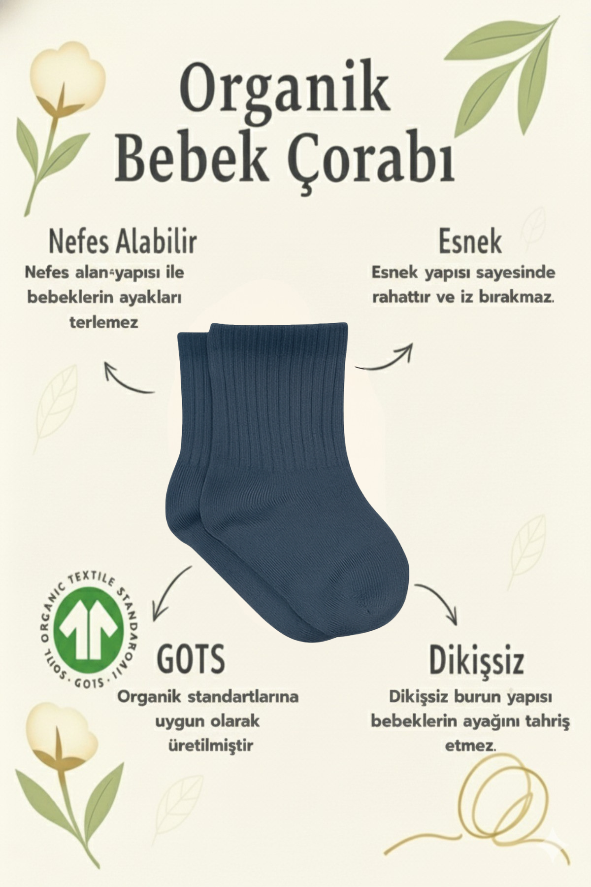 Bistyle 6 Çift Organik Pamuk Bebek Çorap / Dikişsiz Penye Soket / Yenidoğan Kız Erkek Çocuk ÇorapSoket ÇorapBistyleBistyle 6 Çift Organik Pamuk Bebek Çorap / Dikişsiz Penye Soket / Yenidoğan Kız Erkek Çocuk Çorap (Antrasit)