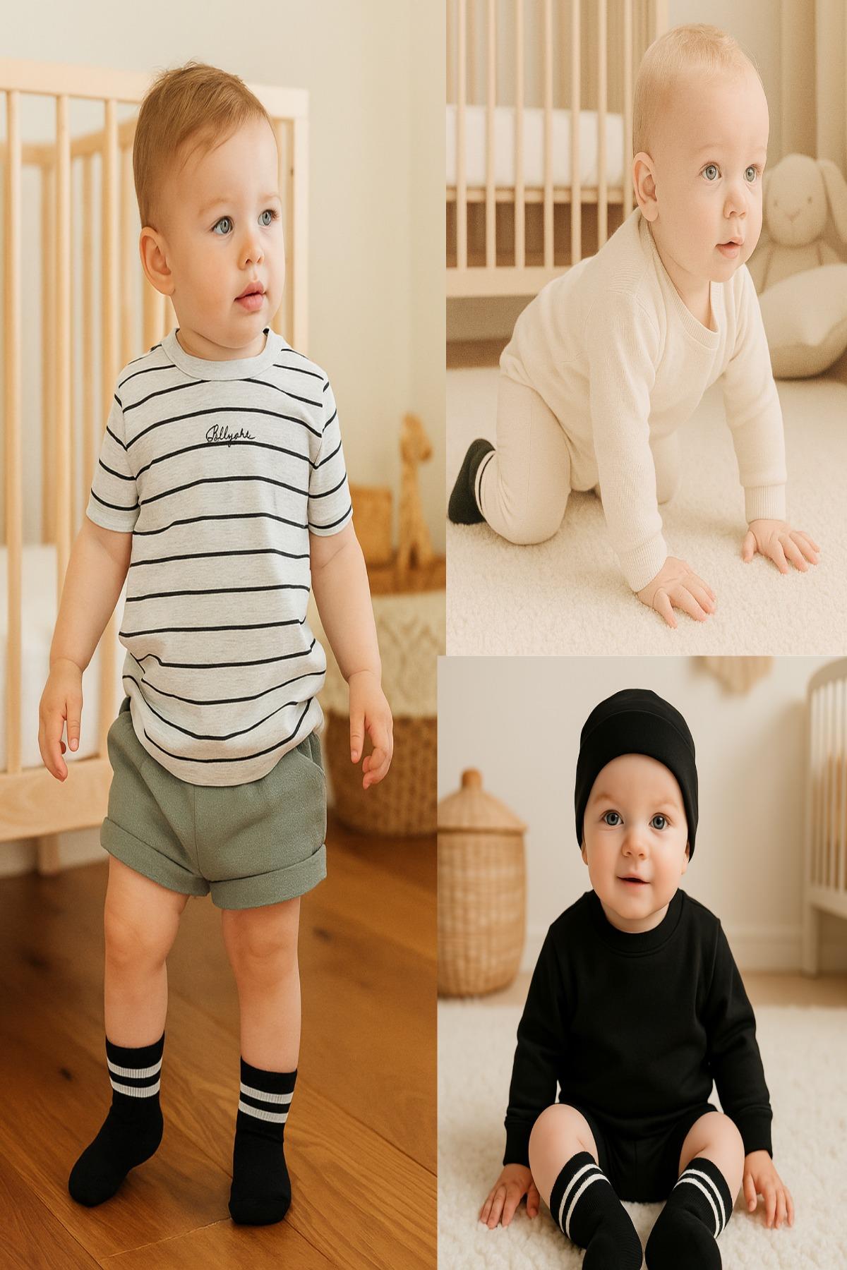 Bistyle 6 Çift Organik Pamuk Bebek Çorap / Dikişsiz Penye Soket / Yenidoğan Kız Erkek Çocuk ÇorapSoket ÇorapBistyleBistyle 6 Çift Organik Pamuk Bebek Çorap / Çemberli Dikişsiz Penye Soket / Yenidoğan Kız Erkek Çocuk Çorap (Beyaz Siyah)