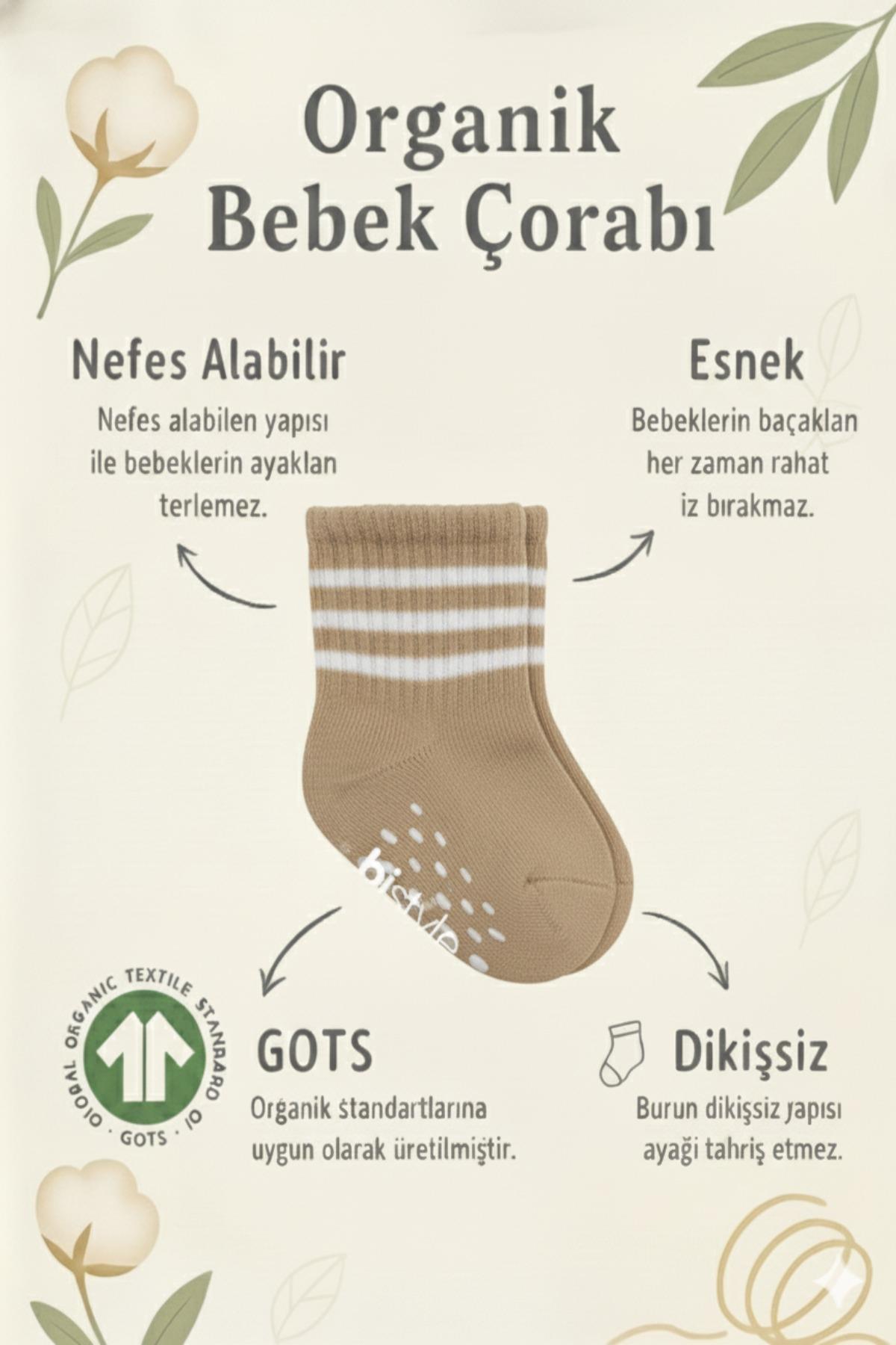 Bistyle 6 Çift Organik Pamuk Bebek Çorap / Dikişsiz Penye Soket / Yenidoğan Kız Erkek Çocuk ÇorapSoket ÇorapBistyleBistyle 5 Çift Organik Pamuk Bebek Çorap / Dikişsiz Düz Penye Soket Kutulu / Yenidoğan Kız Erkek Çocuk Çorap (Bej)