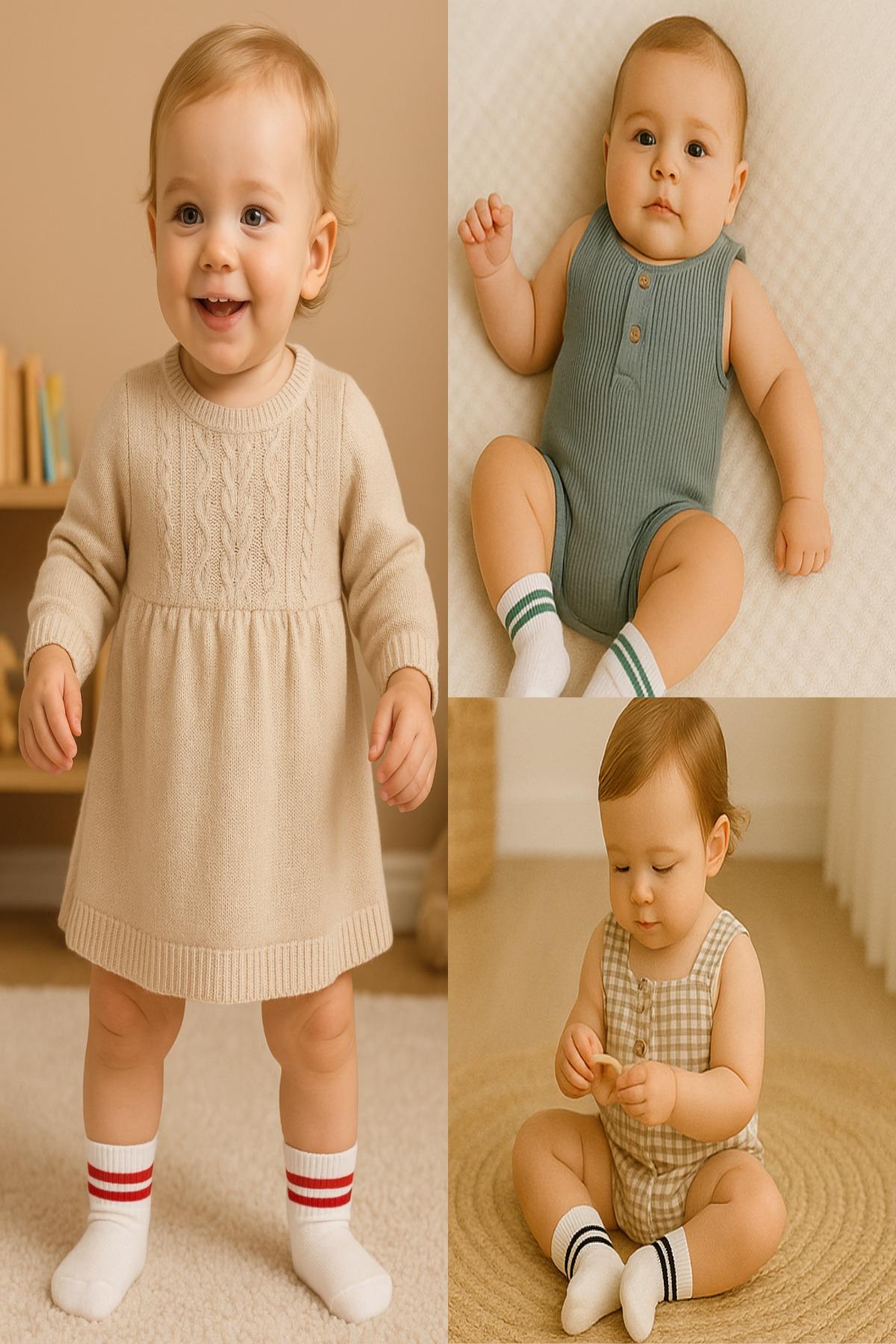 Bistyle 6 Çift Organik Pamuk Bebek Çorap / Dikişsiz Penye Soket / Yenidoğan Kız Erkek Çocuk ÇorapSoket ÇorapBistyleBistyle 6 Çift Organik Pamuk Bebek Çorap / Çemberli Dikişsiz Penye Soket / Yenidoğan Kız Erkek Çocuk Çorap (Kırmızı Beyaz)