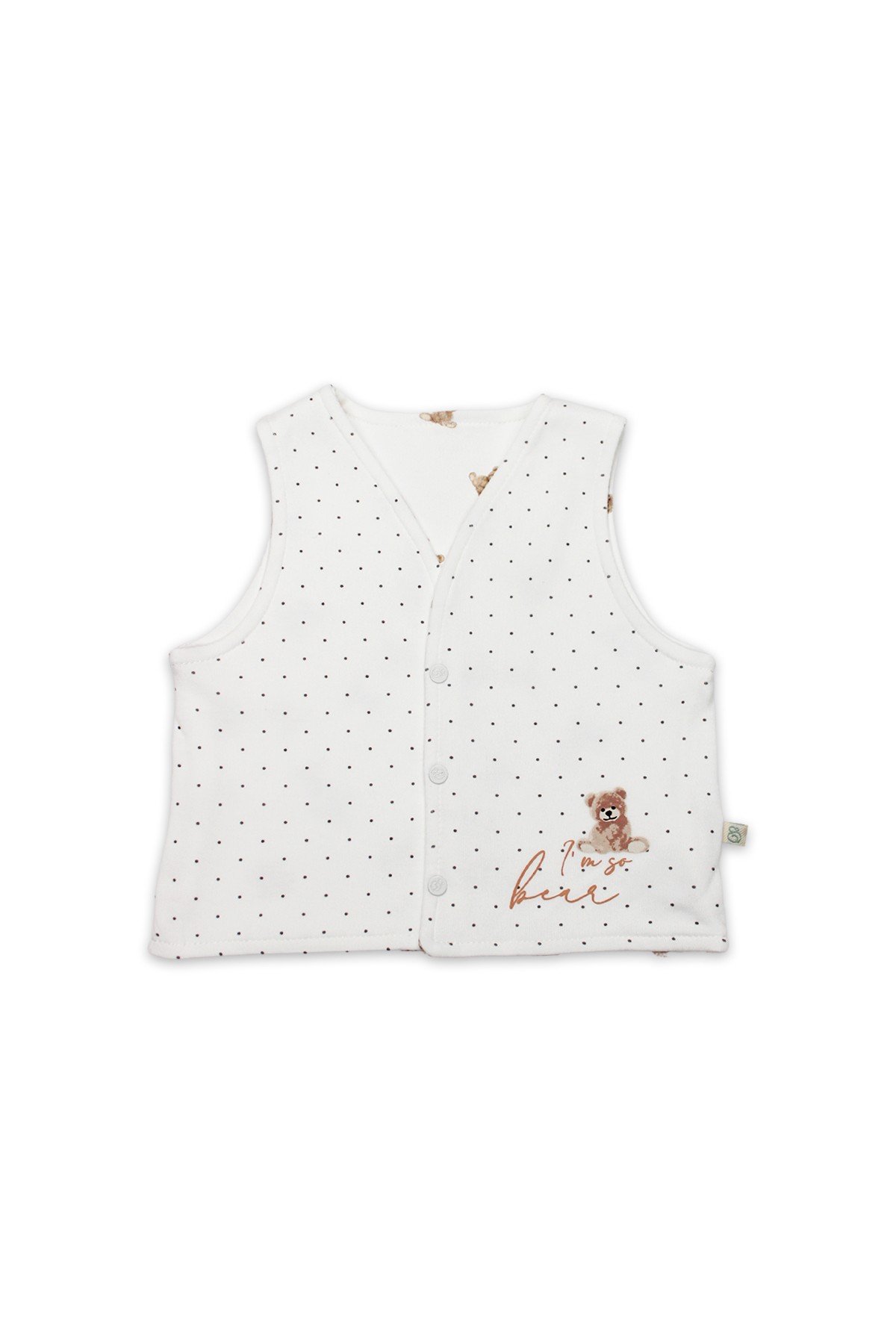YelekBistyleBistyle %100 Organik Pamuk Çift Taraflı Bebek Yelek Yenidoğan / So Bear Kız Erkek Unisex Bebek