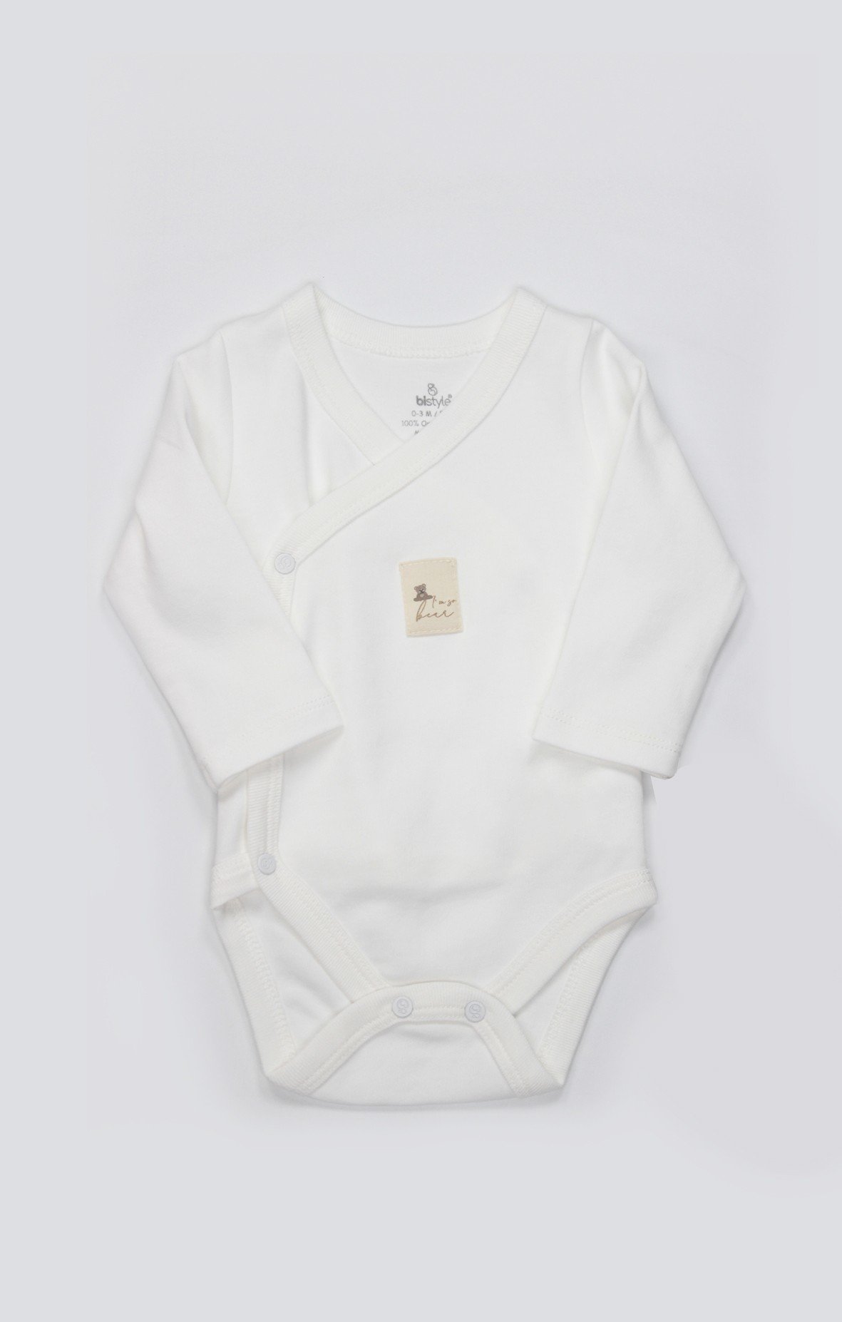 Body & ZıbınBistyleBistyle %100 Organik Pamuk Kruvaze Body Uzun Kollu Yenidoğan / So Bear Kız Erkek Unisex Bebek