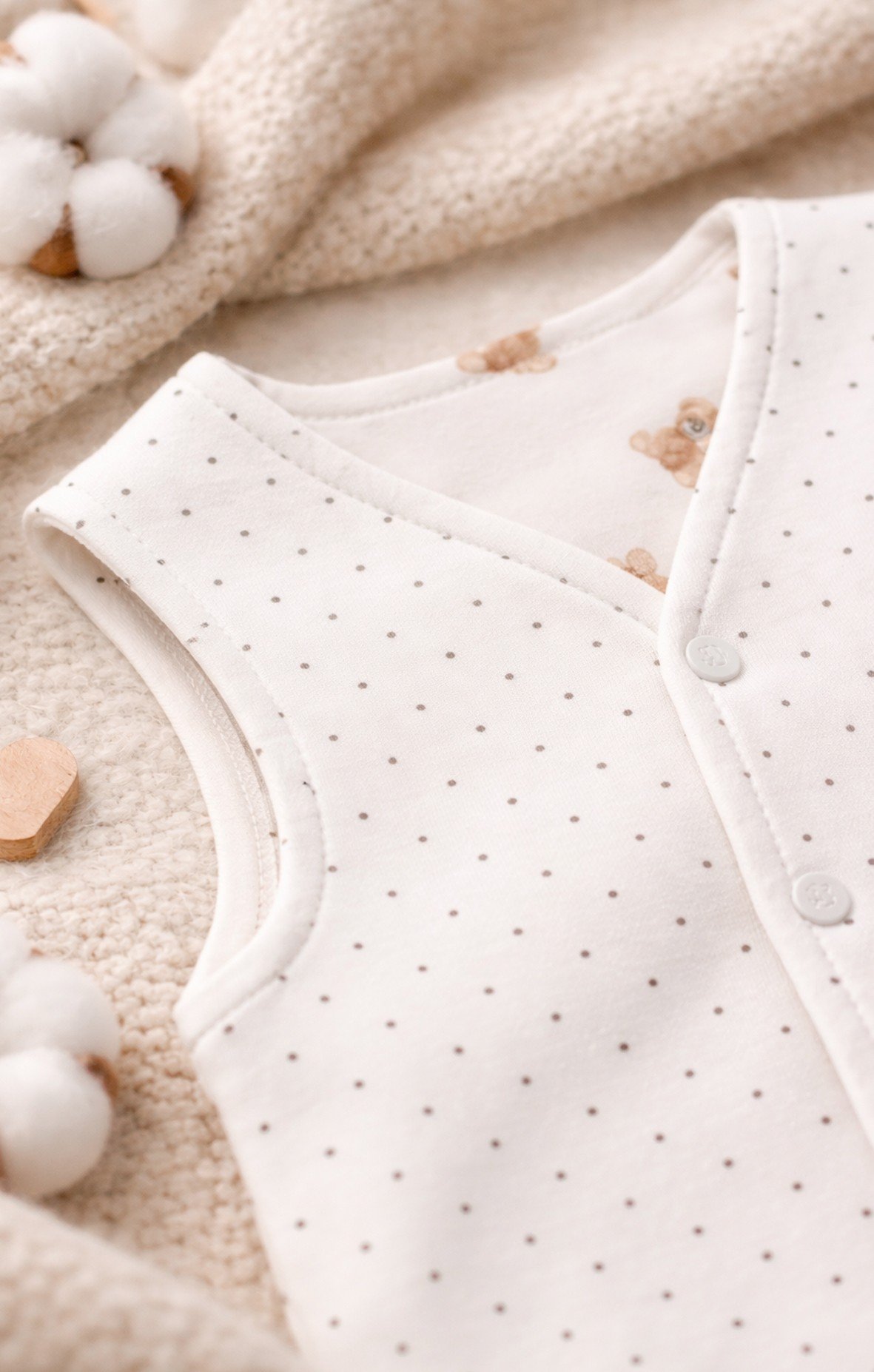 YelekBistyleBistyle %100 Organik Pamuk Çift Taraflı Bebek Yelek Yenidoğan / So Bear Kız Erkek Unisex Bebek