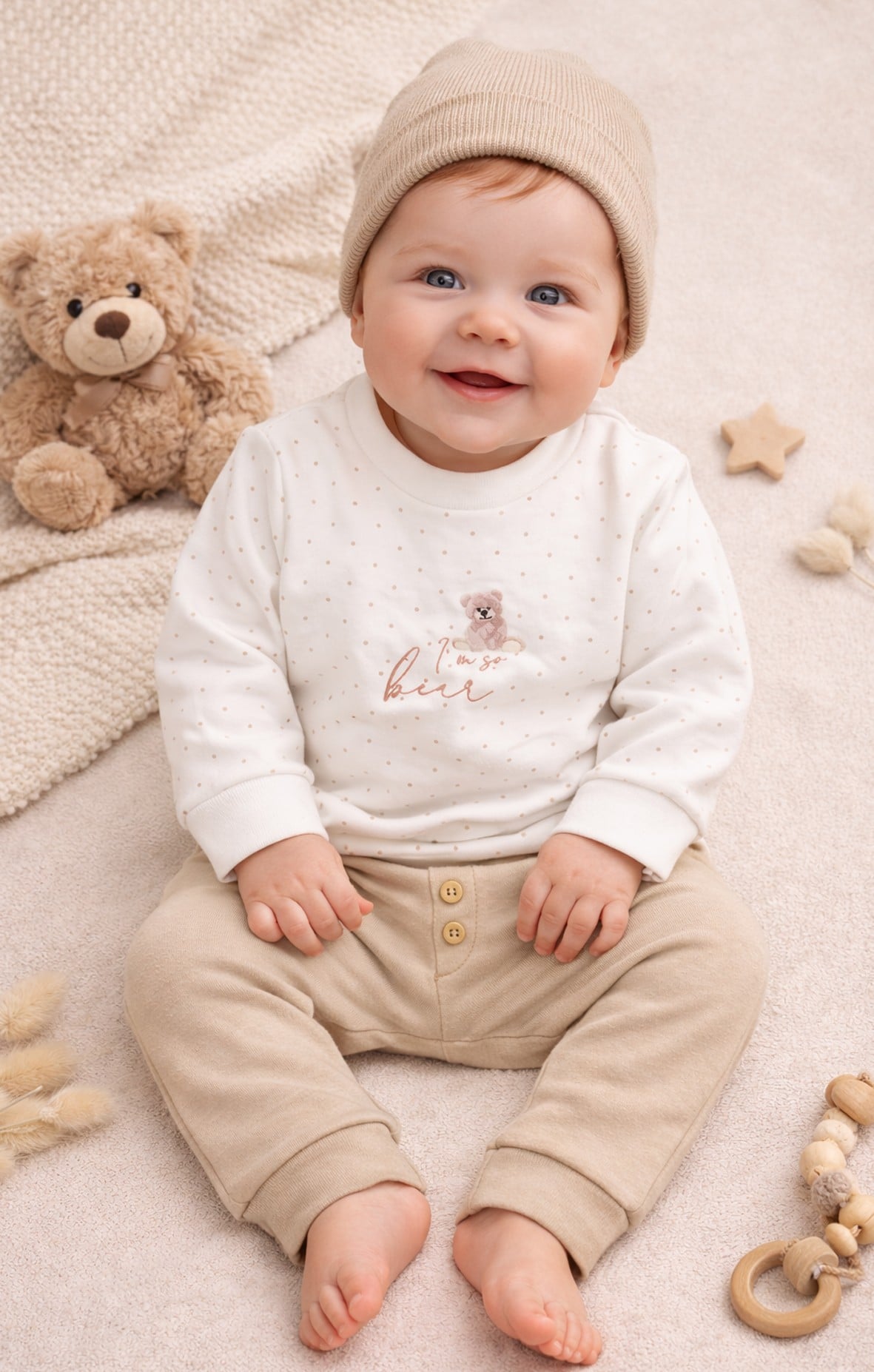 Alt Üst TakımBistyleBistyle %100 Organik Pamuk Bebek Alt Üst Takım Yenidoğan / So Bear 2li Takım Kız Erkek Unisex Bebek