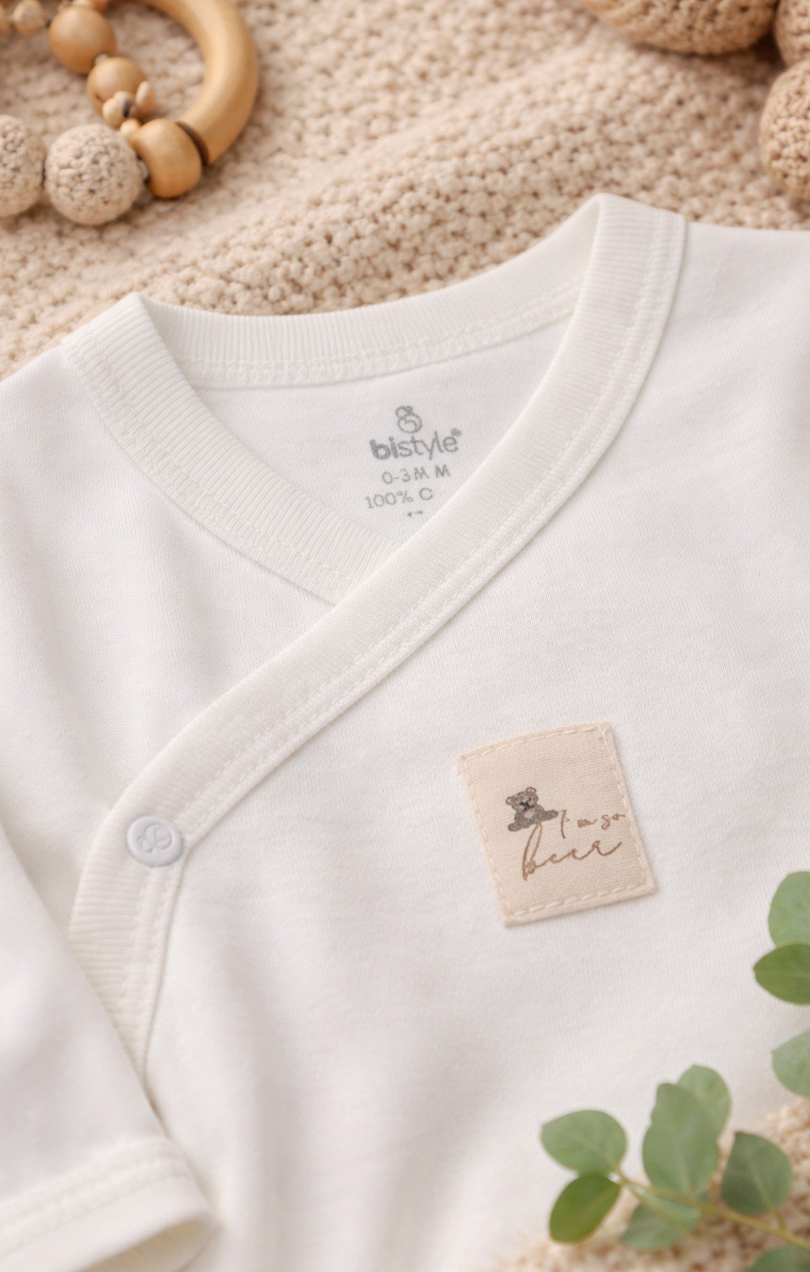 Body & ZıbınBistyleBistyle %100 Organik Pamuk Kruvaze Body Uzun Kollu Yenidoğan / So Bear Kız Erkek Unisex Bebek
