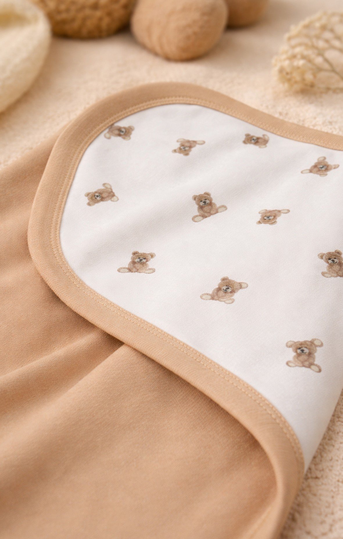 BATTANİYEBistyleBistyle %100 Organik Pamuk Penye Bebek Battaniye  / New So Bear Kız Erkek Unisex Bebek 85x90 cm