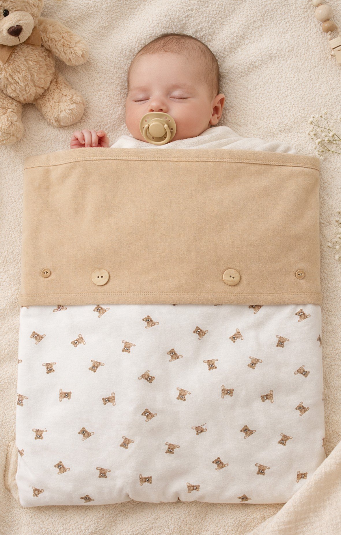 BATTANİYEBistyleBistyle %100 Organik Pamuk Penye Bebek Battaniye  / New So Bear Kız Erkek Unisex Bebek 85x90 cm