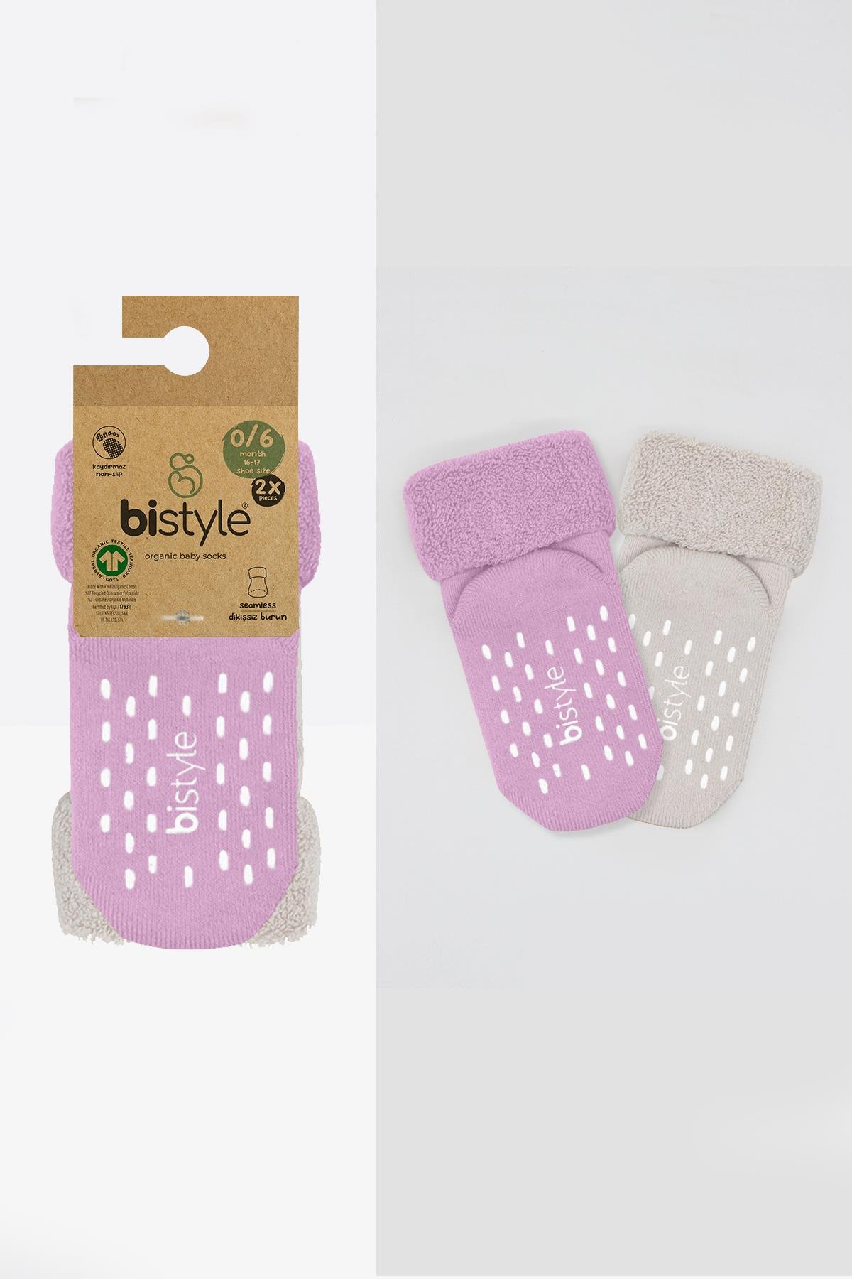 Soket ÇorapBistyleBistyle 2 Çift Organik Pamuk Bebek Çorap Girl Kaydırmaz Dikişsiz Havlu Soket Kız Erkek Çocuk (GKurusu)