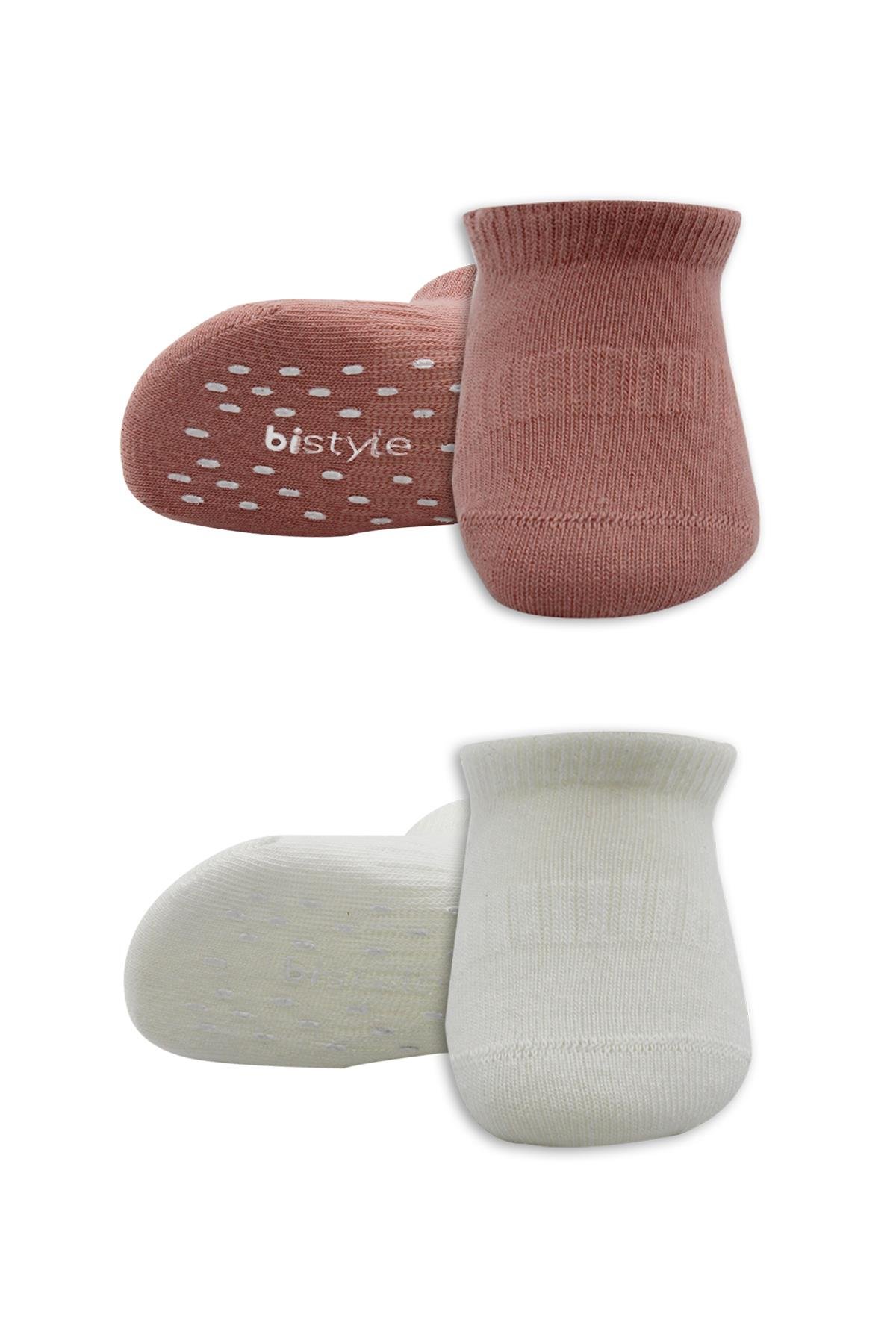 Sneakers & Patik ÇorapBistyleBistyle Organik Bebek Çocuk 2li Colours Penye Kaymaz Sneakers Çorap