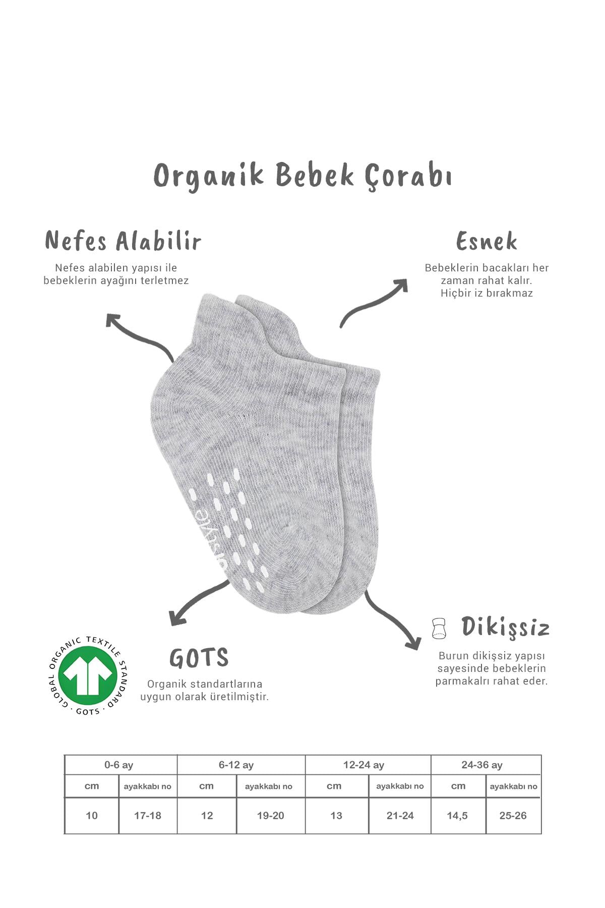 Sneakers & Patik ÇorapBistyleBistyle Organik Bebek Çocuk 2li Penye Kaymaz Sneakers Çorap