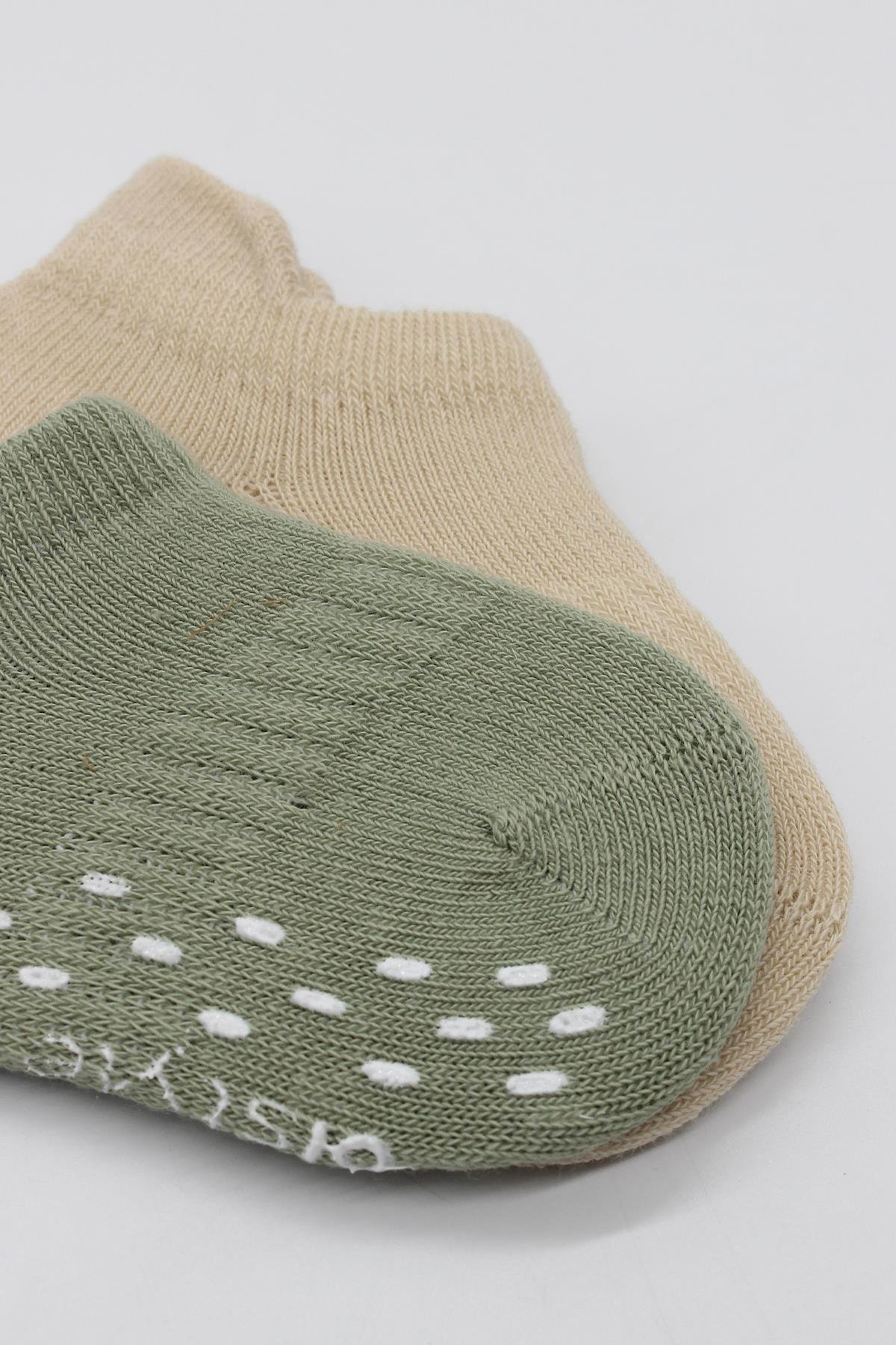 Sneakers & Patik ÇorapBistyleBistyle Organik Bebek Çocuk 2li Colours Penye Kaymaz Sneakers Çorap