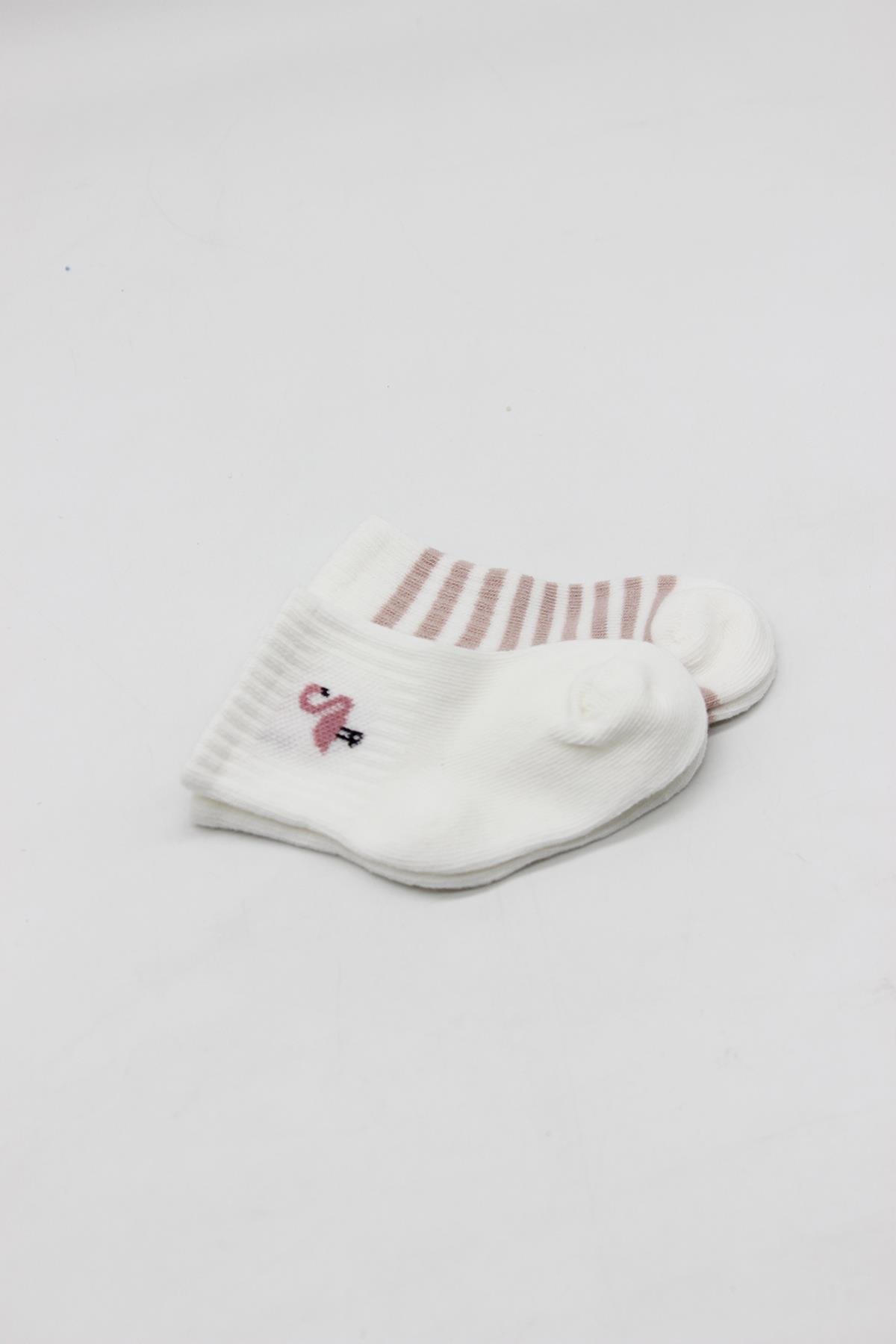Soket ÇorapBistyleBistyle Organik Bebek Çocuk Dikişsiz 2li Little Girl Penye Soket Çorap Lila Ekru