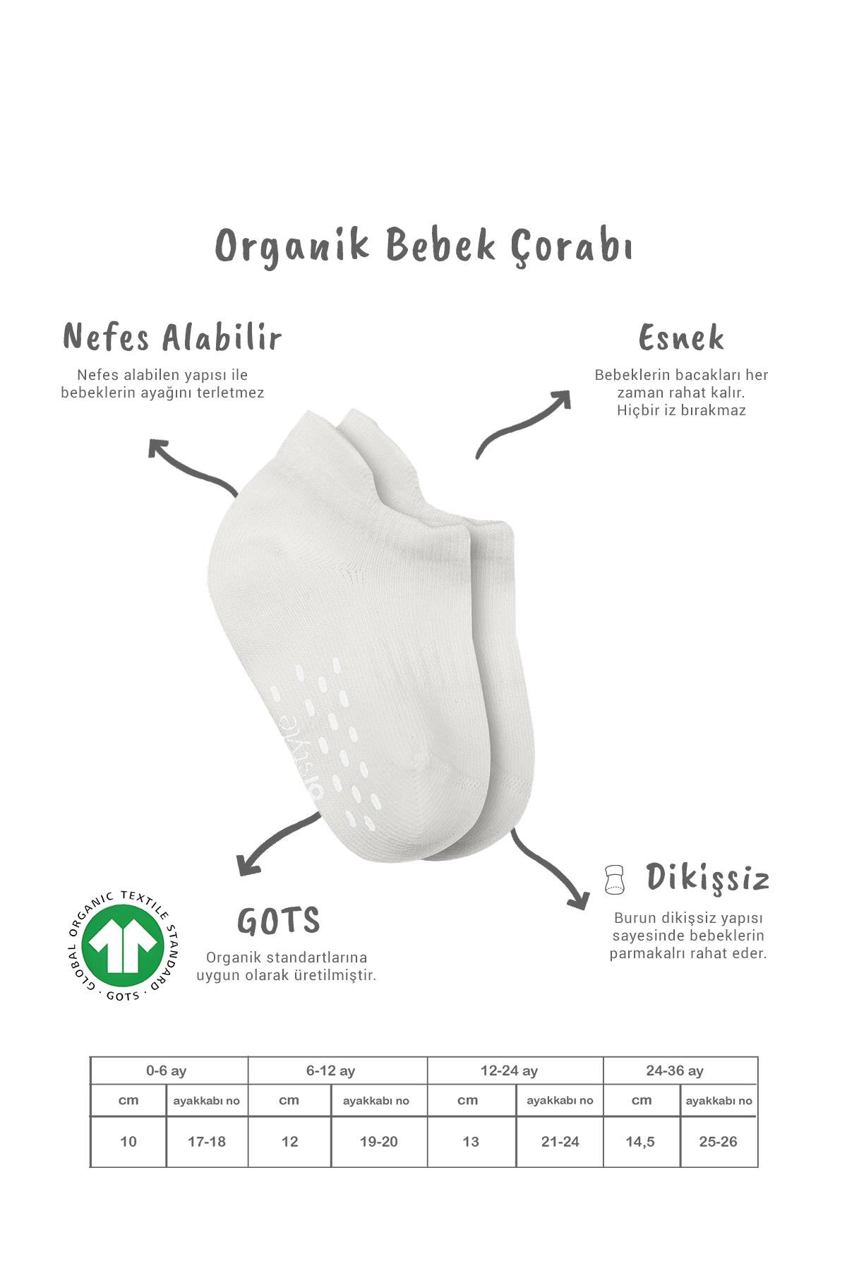 Sneakers & Patik ÇorapBistyleBistyle Organik Bebek Çocuk 2li Penye Kaymaz Sneakers Çorap