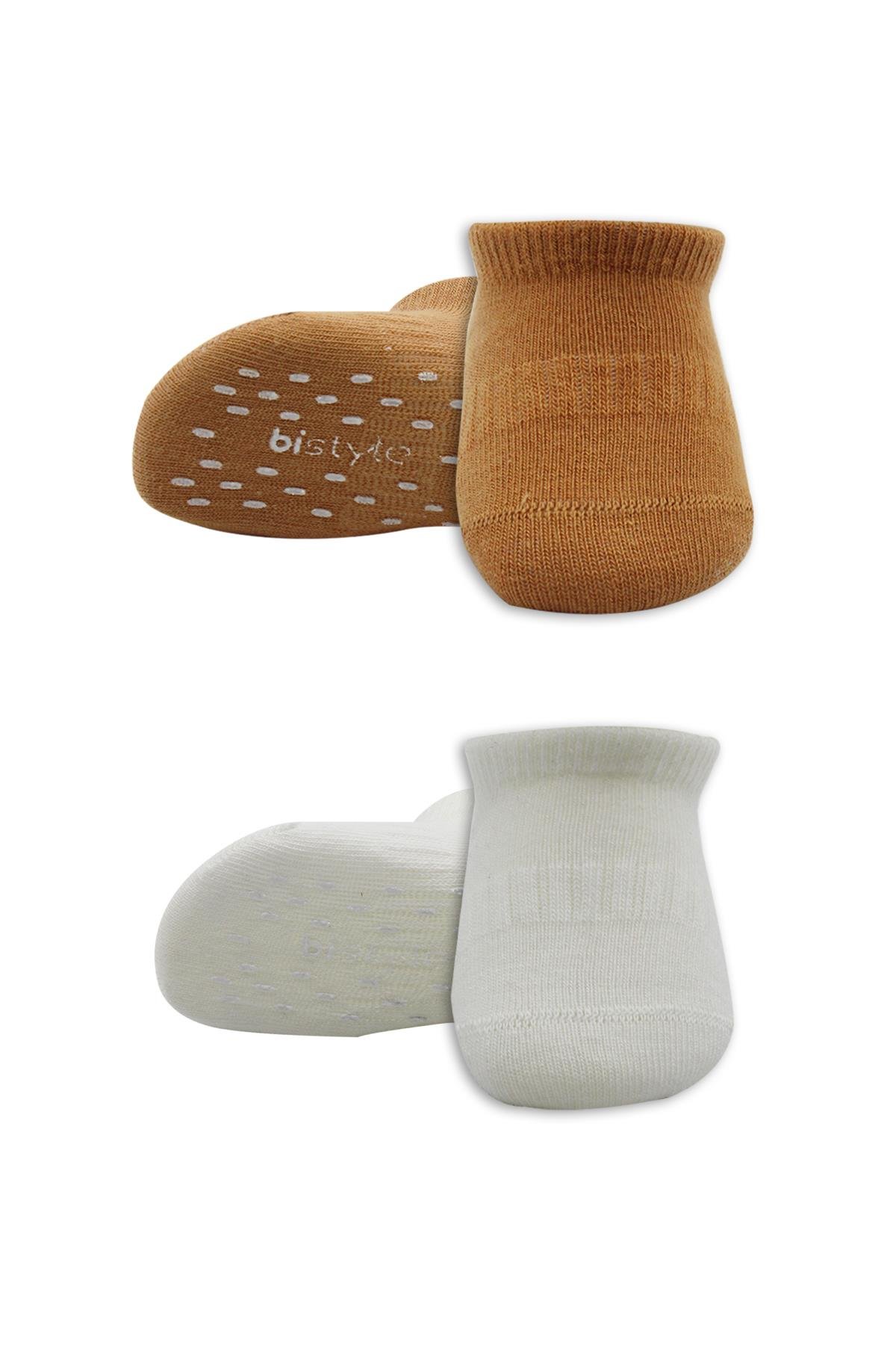 Sneakers & Patik ÇorapBistyleBistyle Organik Bebek Çocuk 2li Colours Penye Kaymaz Sneakers Çorap