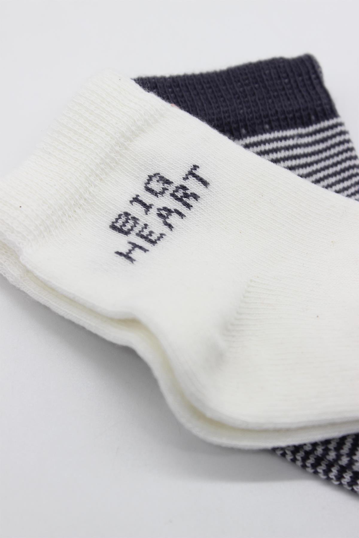 ÇORAPBistyleBistyle Organik Bebek Çocuk Dikişsiz 2li Big Heart Penye Soket Çorap