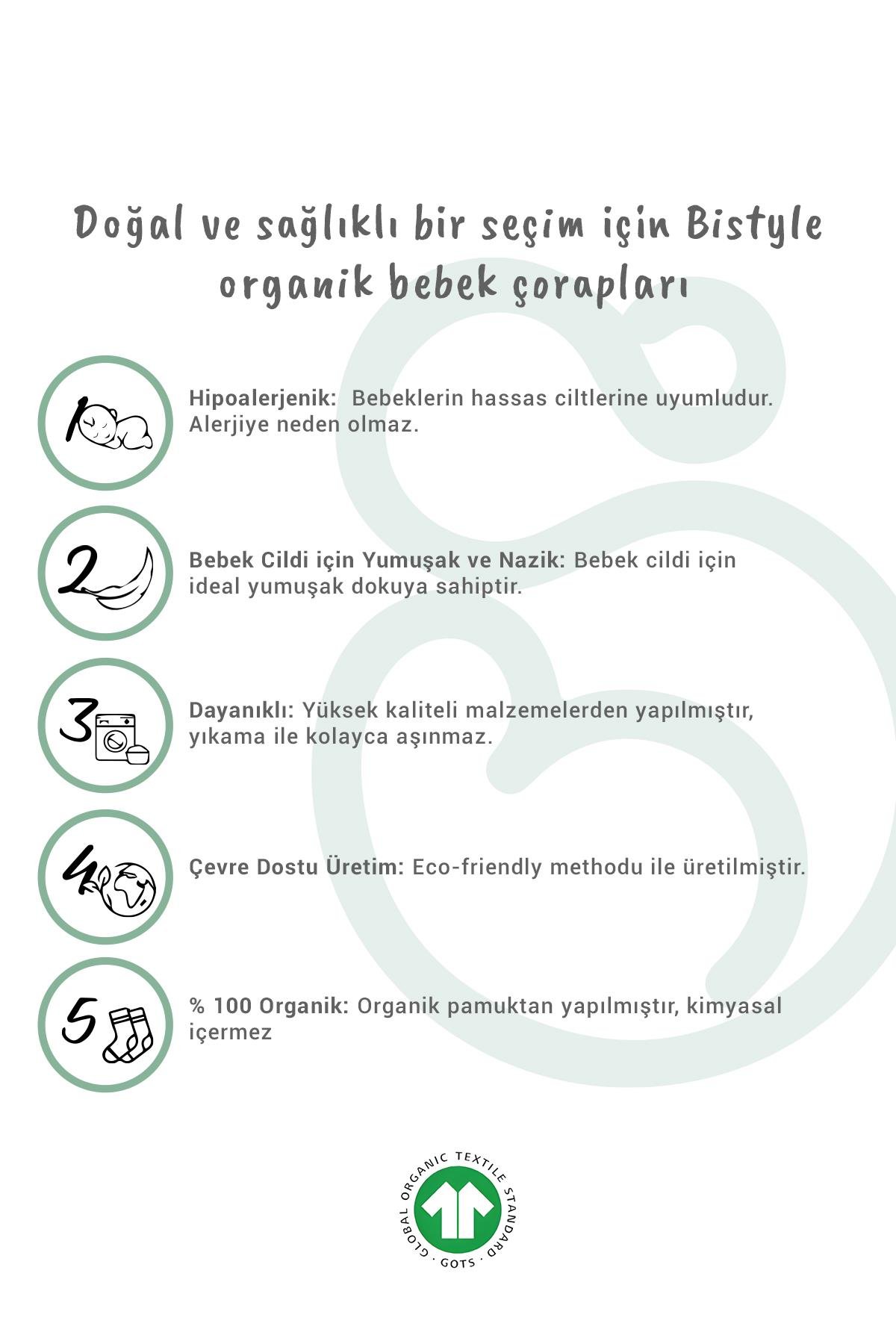 Soket ÇorapBistyleBistyle Organik Bebek Çocuk Dikişsiz 2li Big Heart Penye Soket Çorap